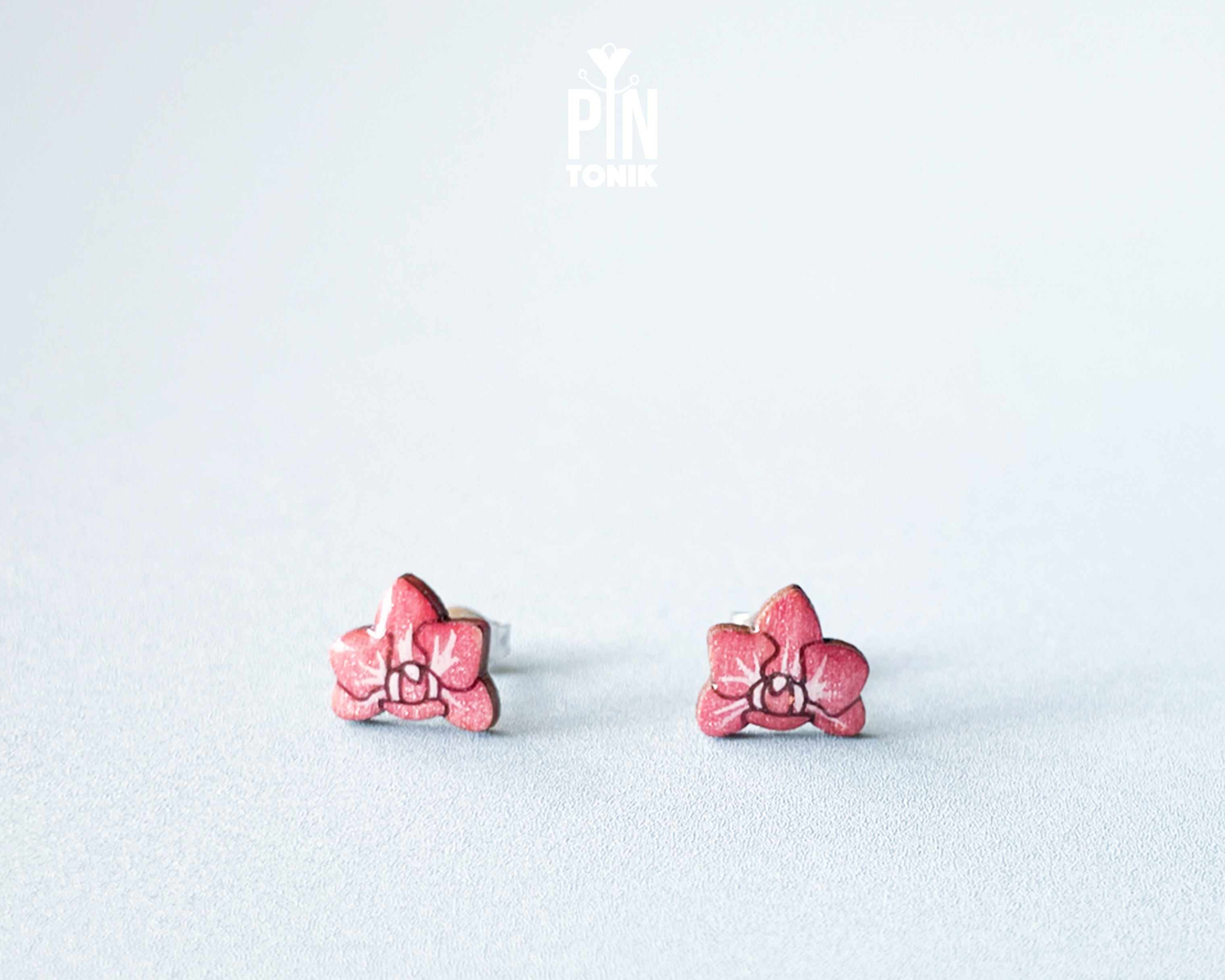 Boucles d'oreilles clous orchidée rose