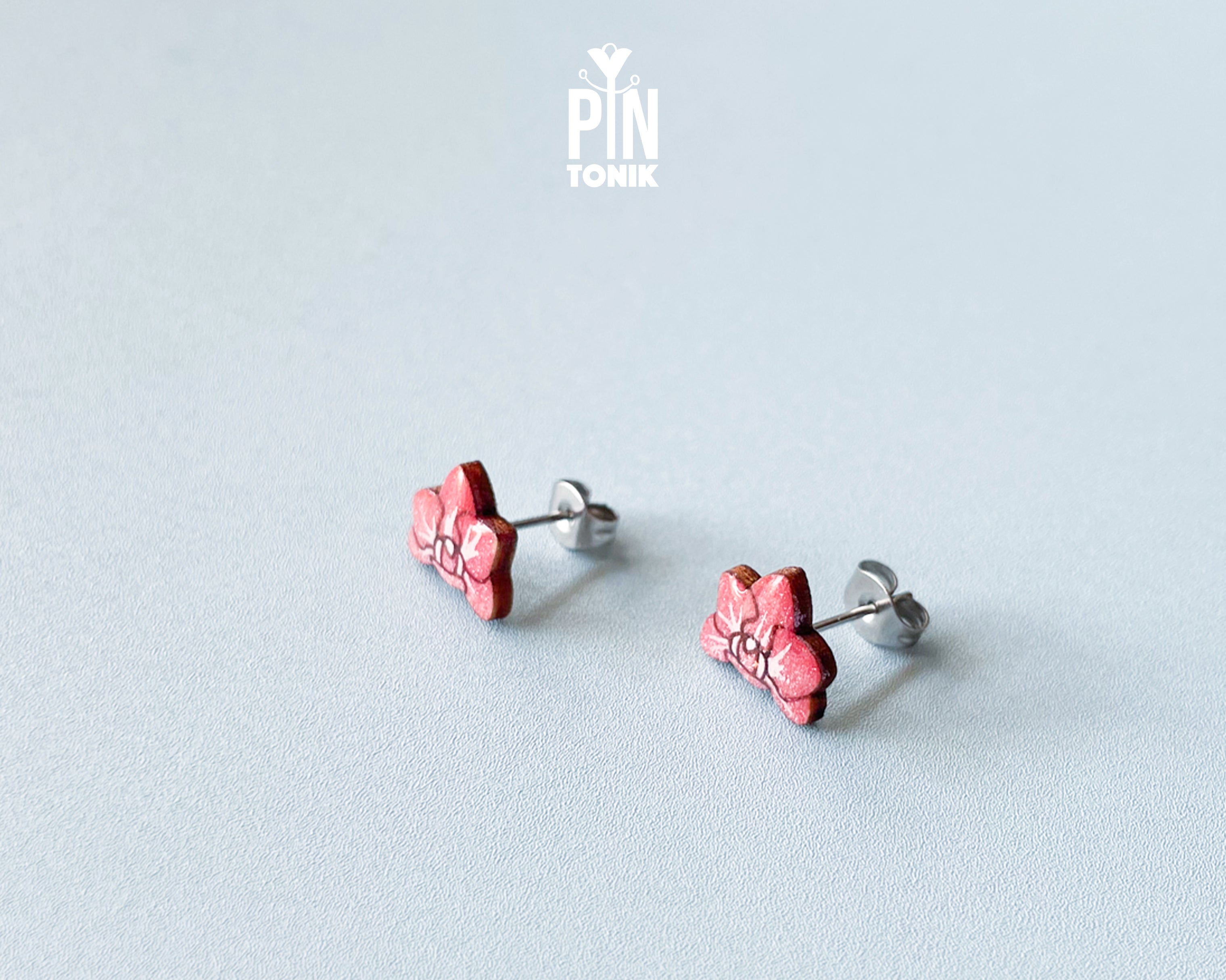 Boucles d'oreilles clous orchidée rose