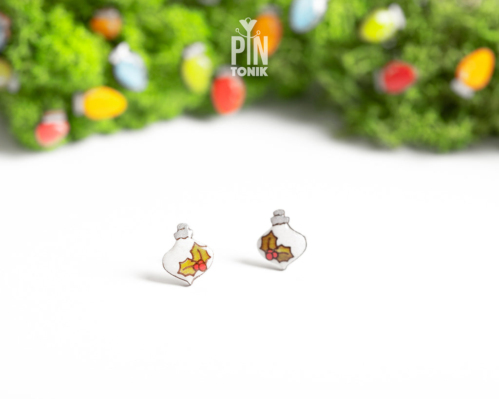 Holly Ornament Studs
