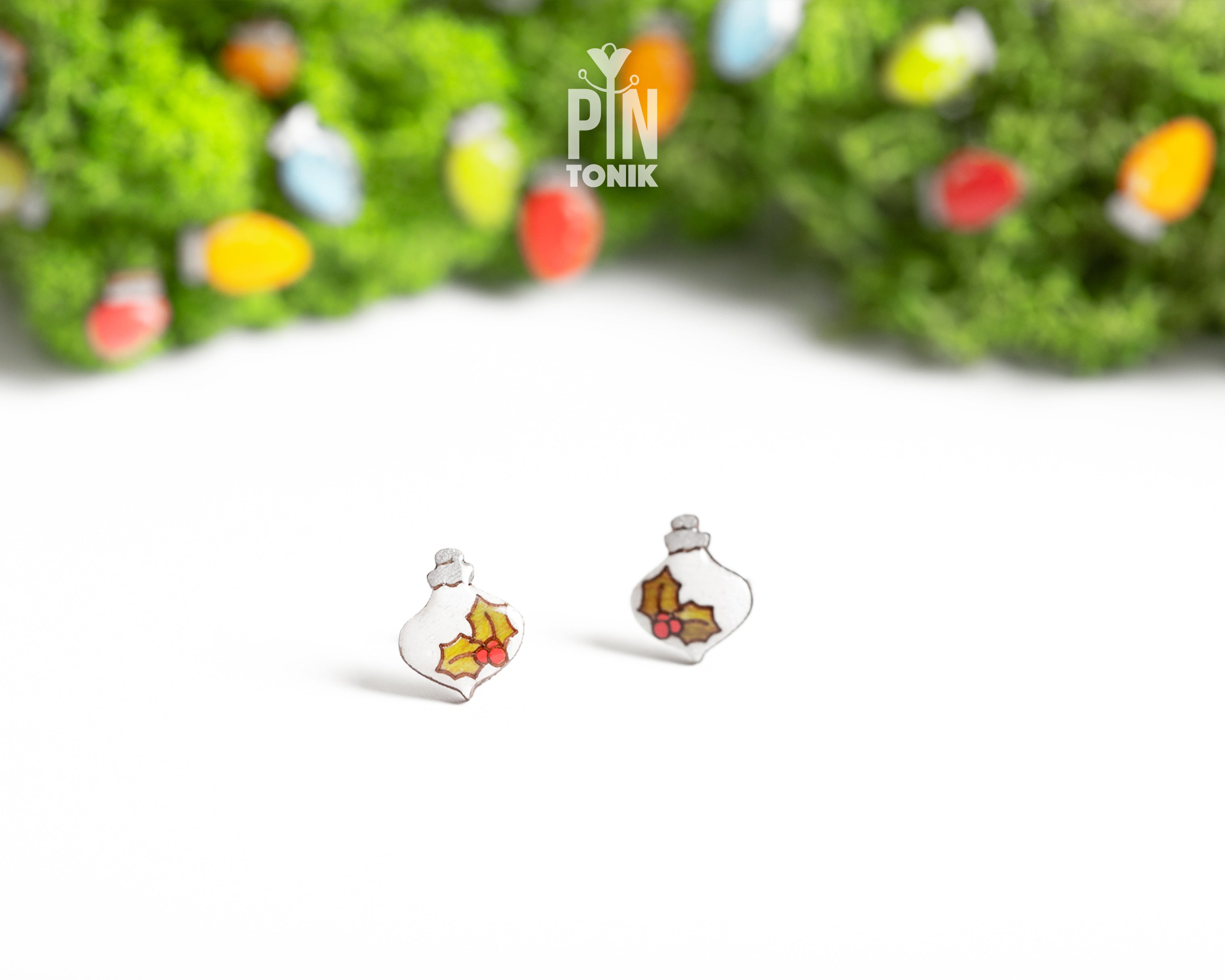 Holly Ornament Studs