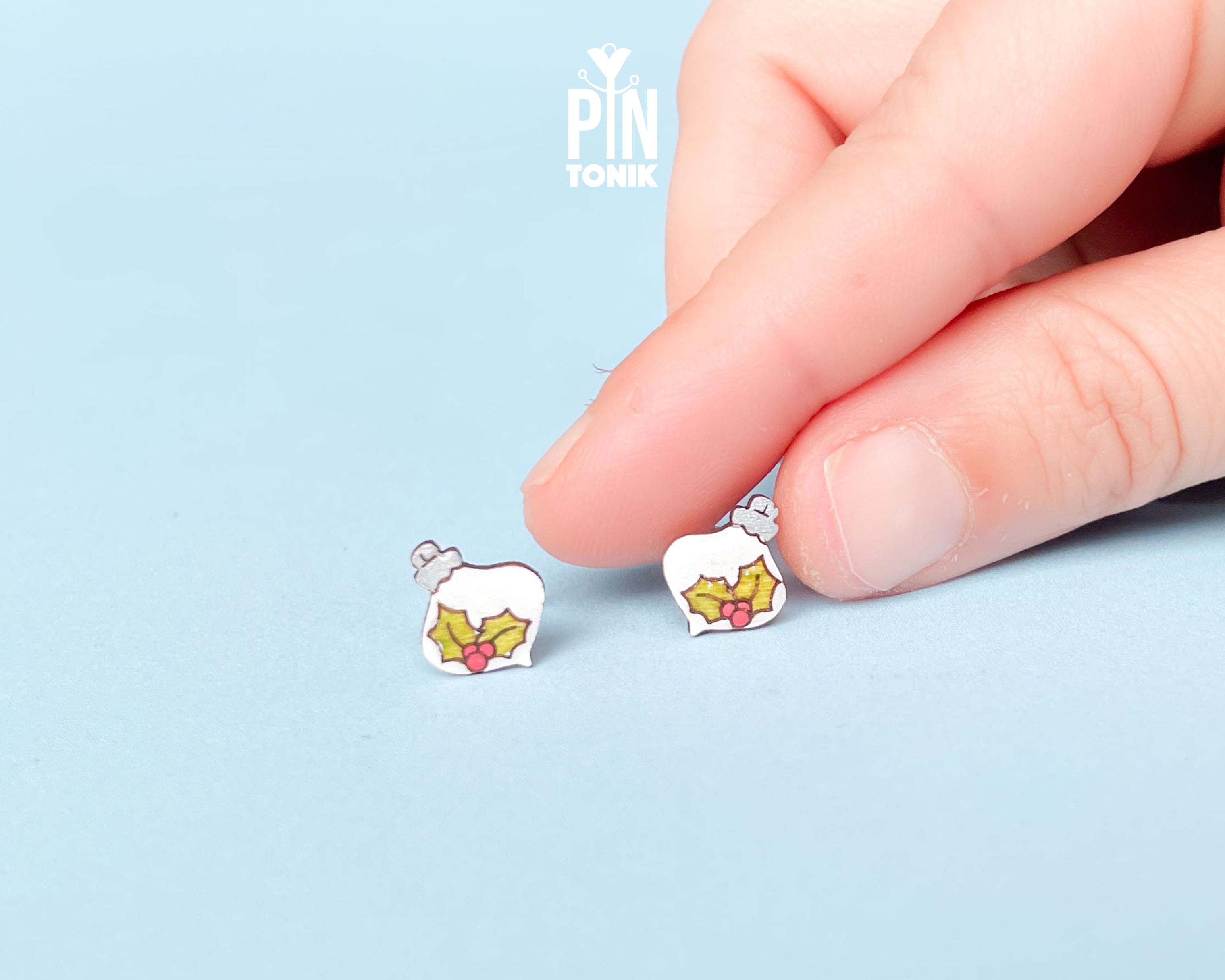 Holly Ornament Studs