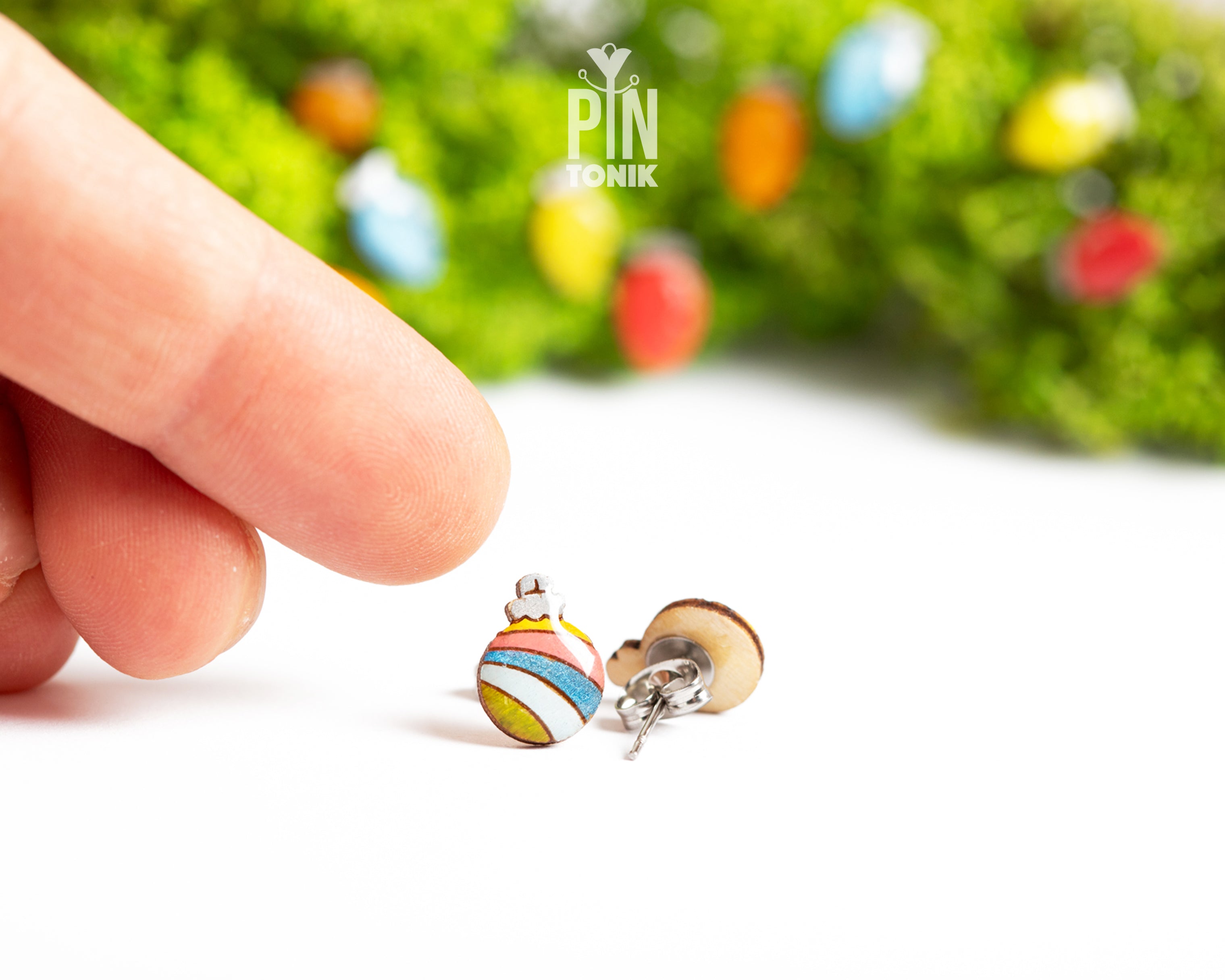 Retro Rainbow Bauble Studs
