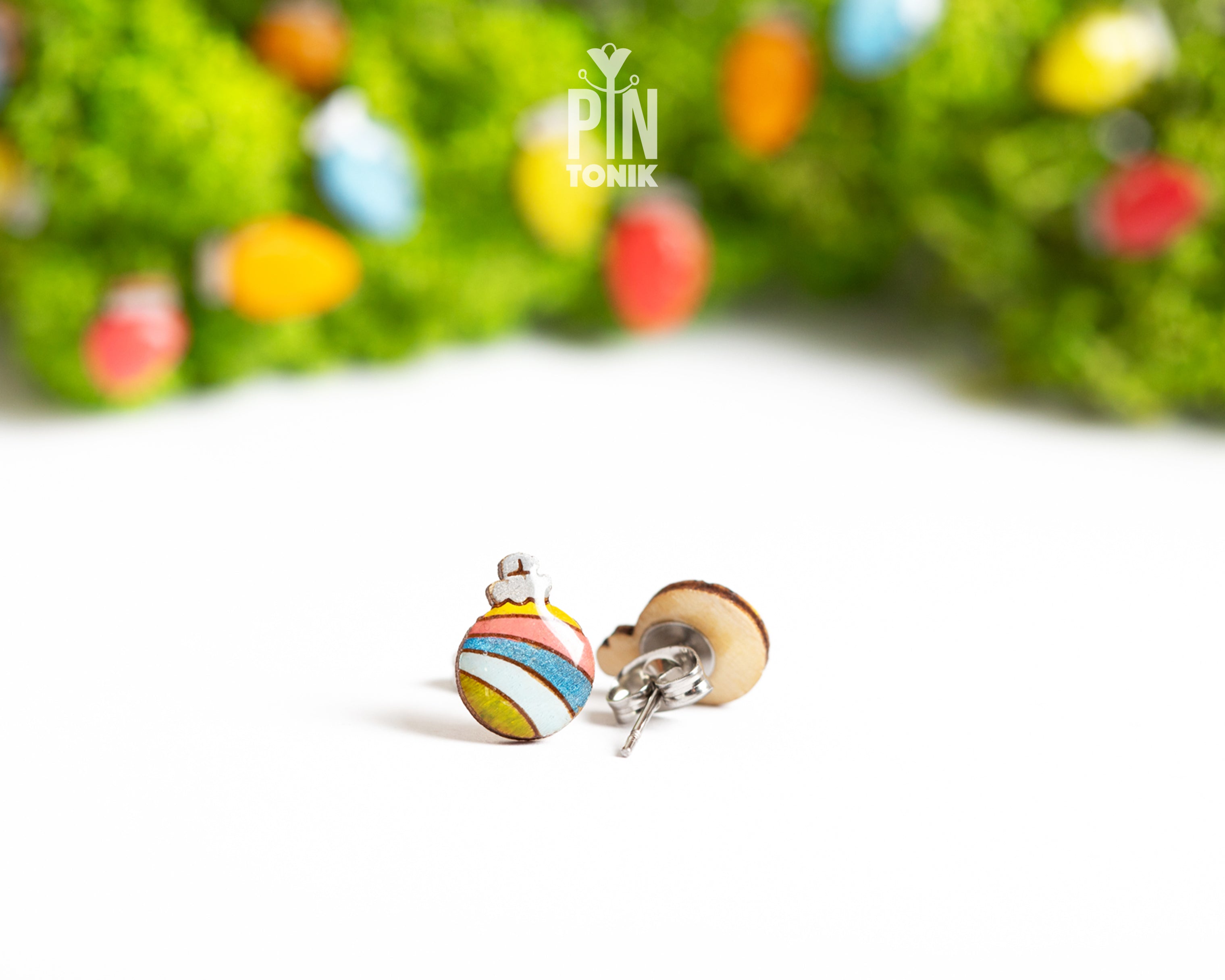 Retro Rainbow Bauble Studs