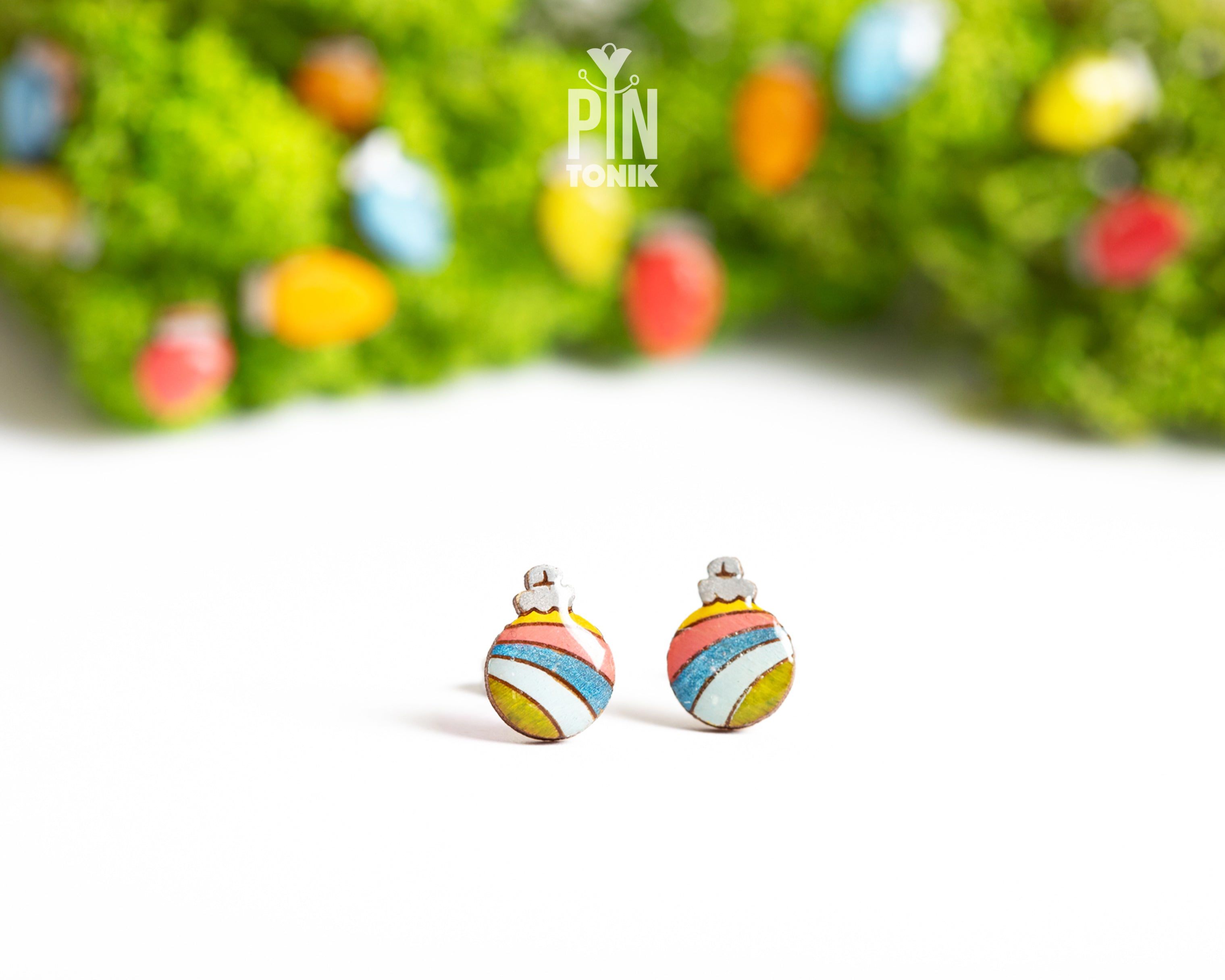 Retro Rainbow Bauble Studs