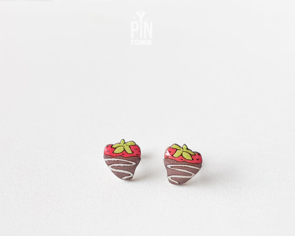 Chocolate Strawberry Stud Earrings