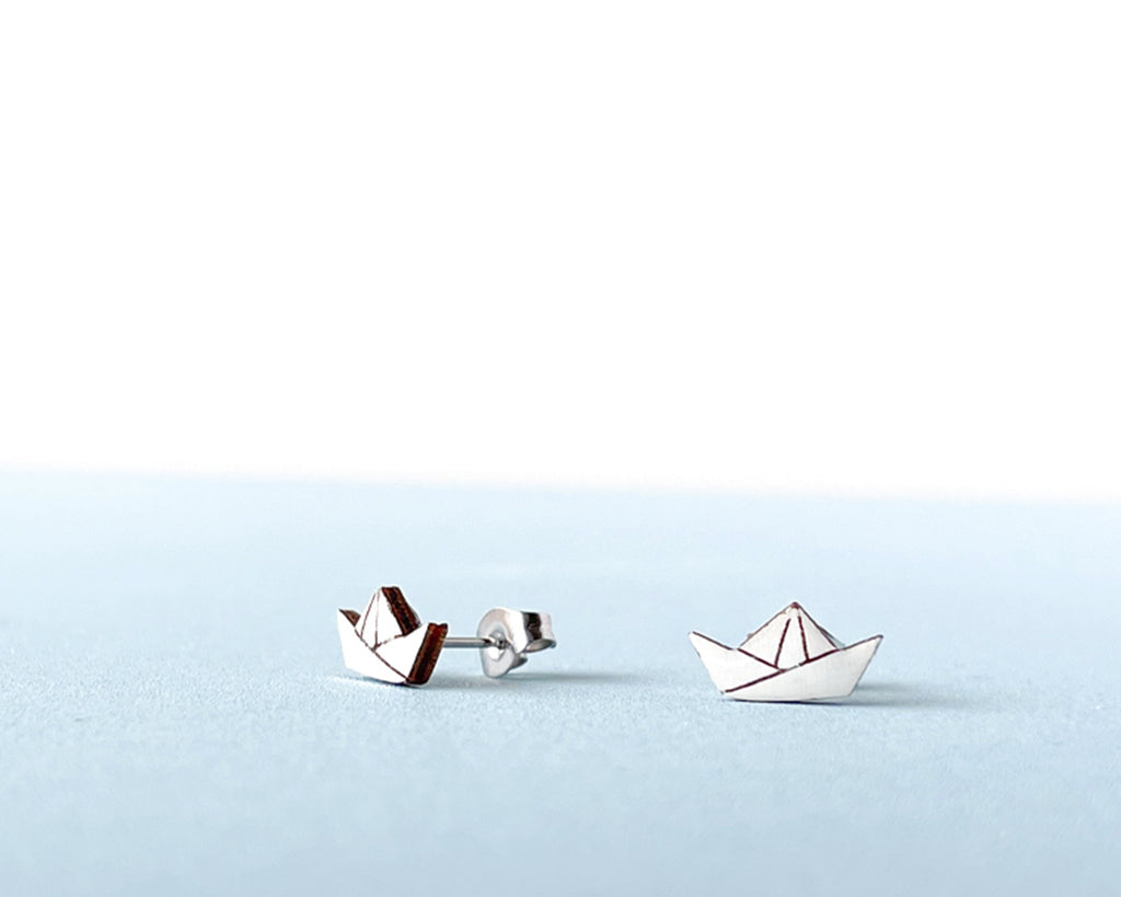 Paper Boat Stud Earrings