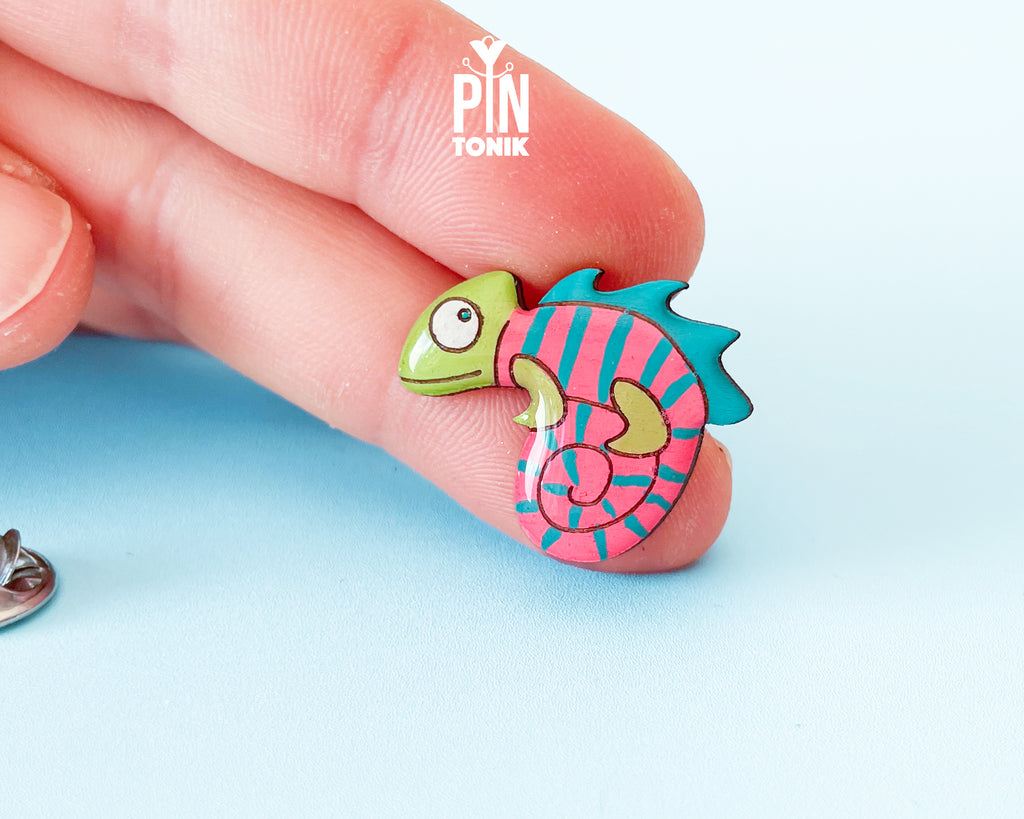 Neon Chameleon Pin