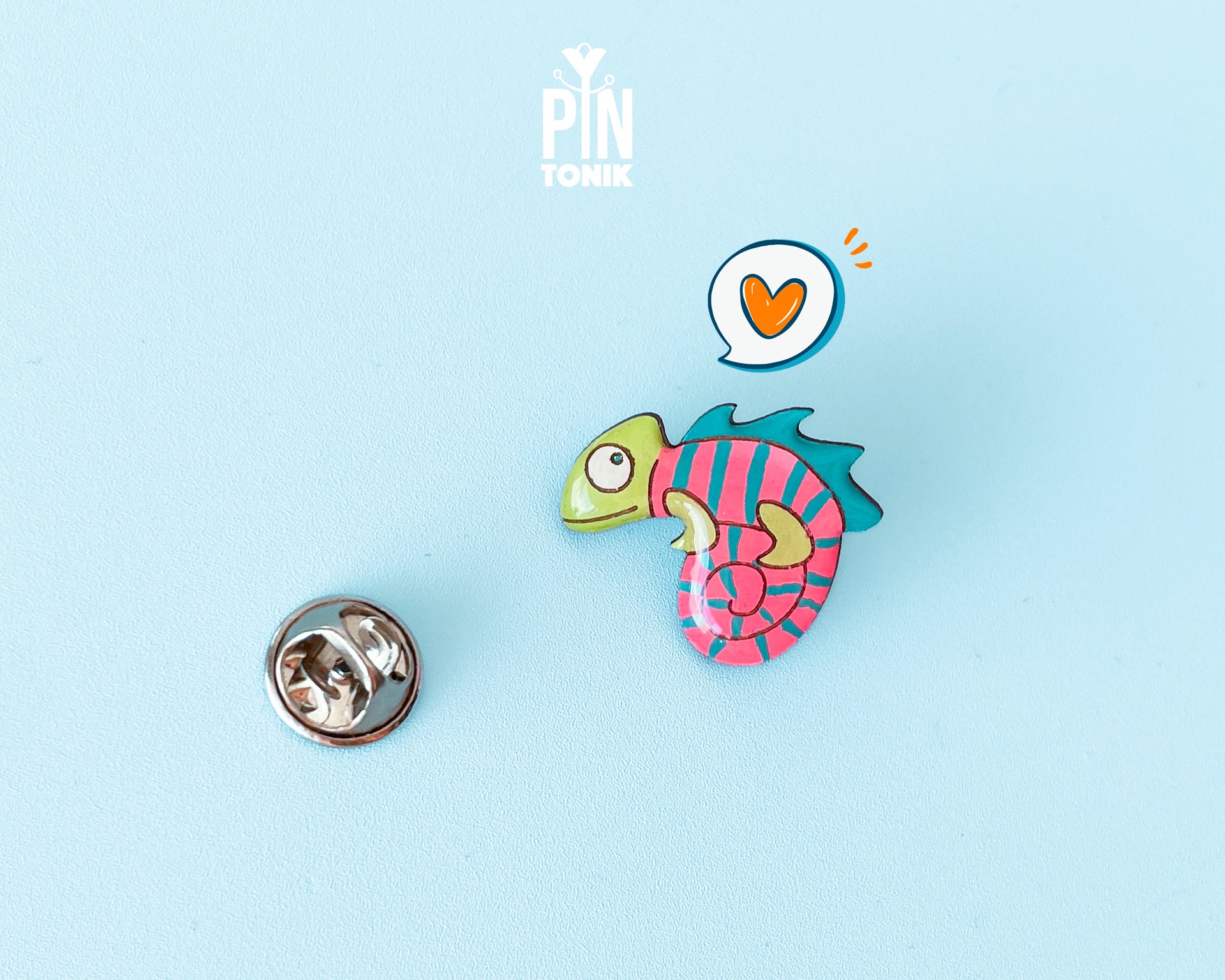 Neon Chameleon Pin