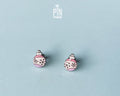 Pink Snowflake Bauble Stud Earrings