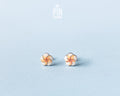Hawaiian style white and yellow plumeria flower character stud earrings by PinTonik, hand-made in Austria.