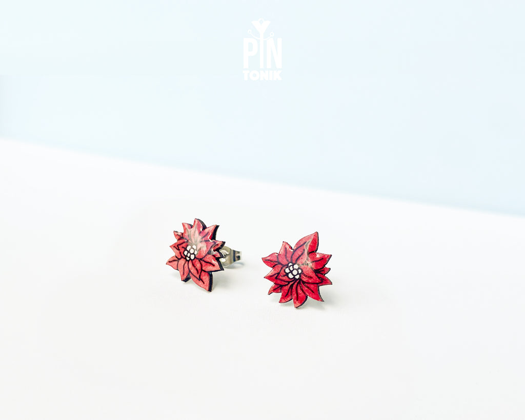 Poinsettia Stud Earrings