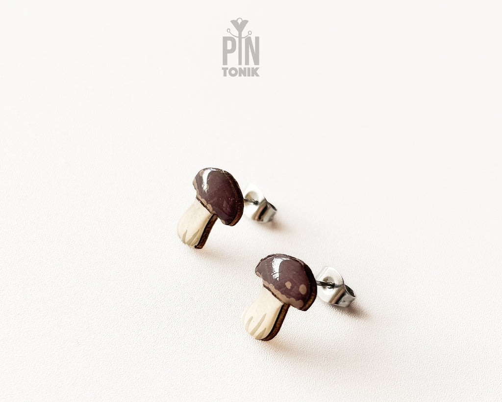 Porcini Mushroom Stud Earrings