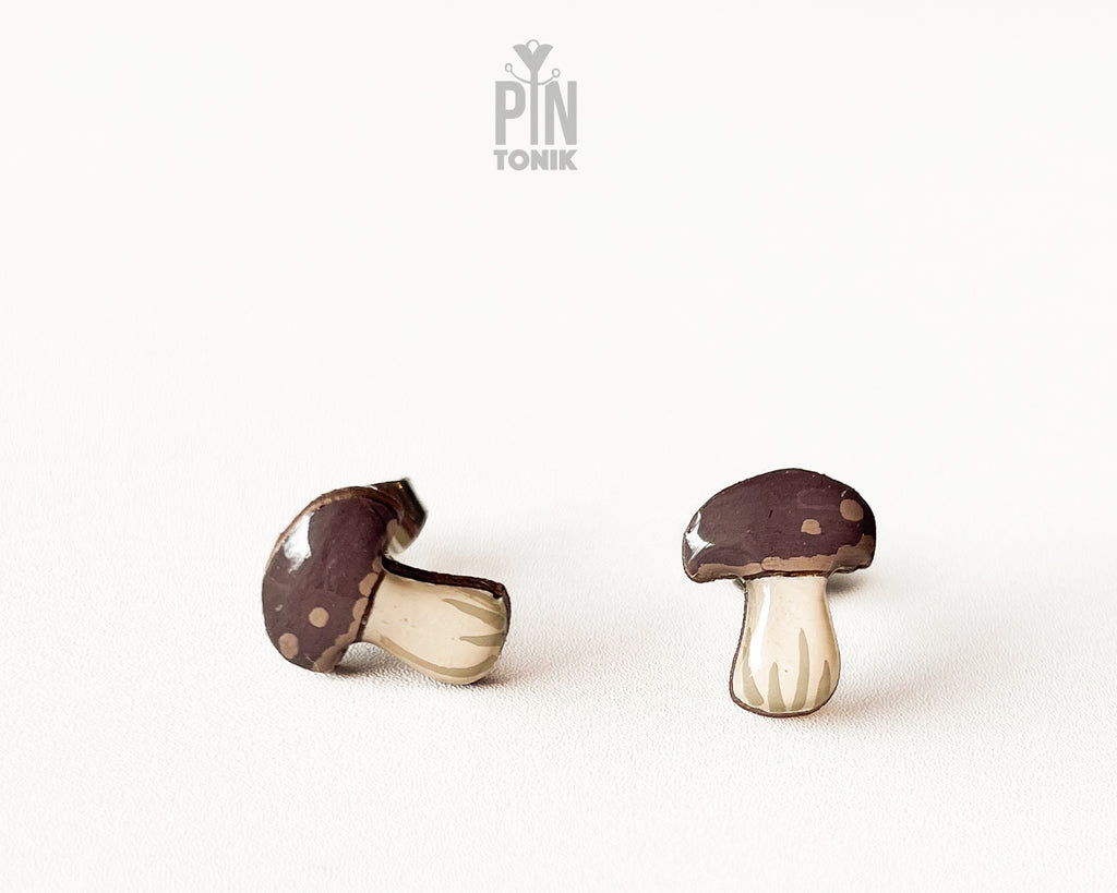 Porcini Mushroom Stud Earrings