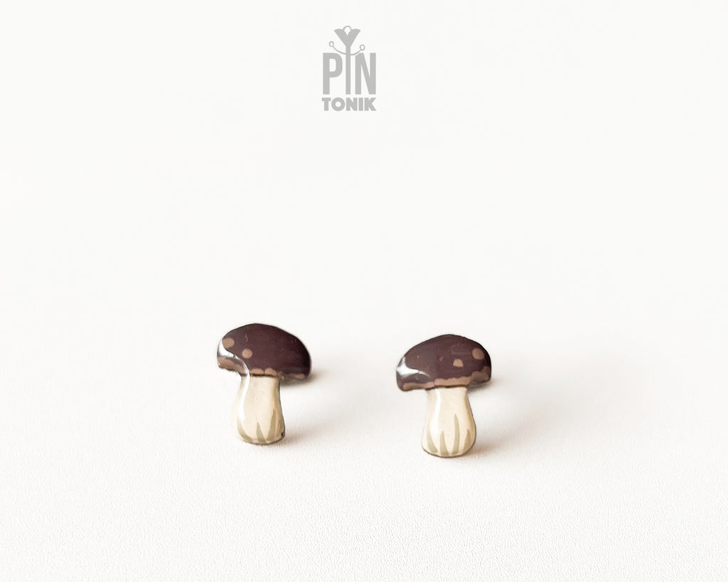 Porcini Mushroom Stud Earrings