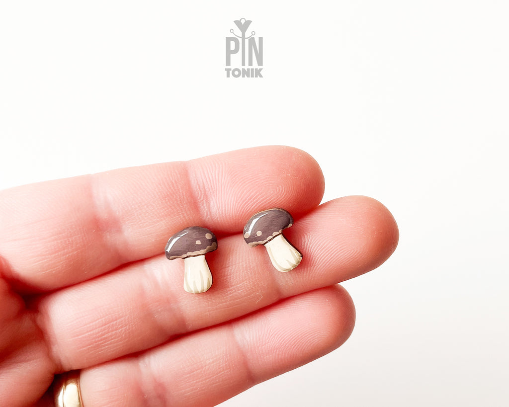 Porcini Mushroom Stud Earrings