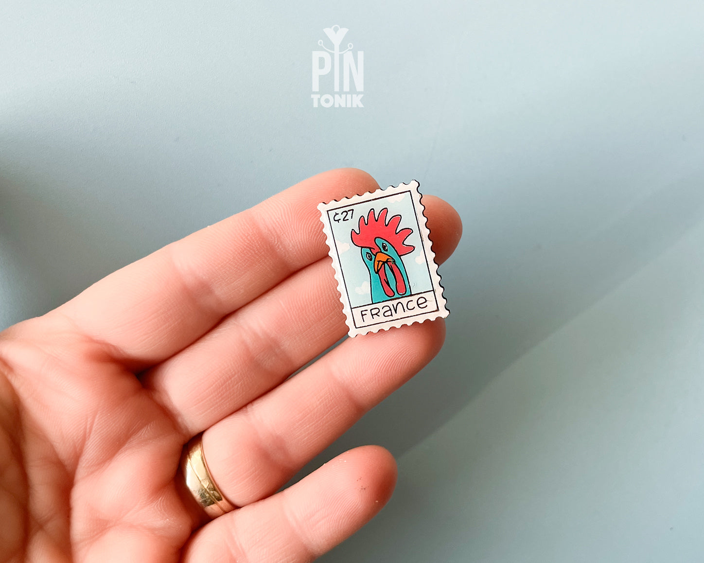 France Rooster Stamp Pin
