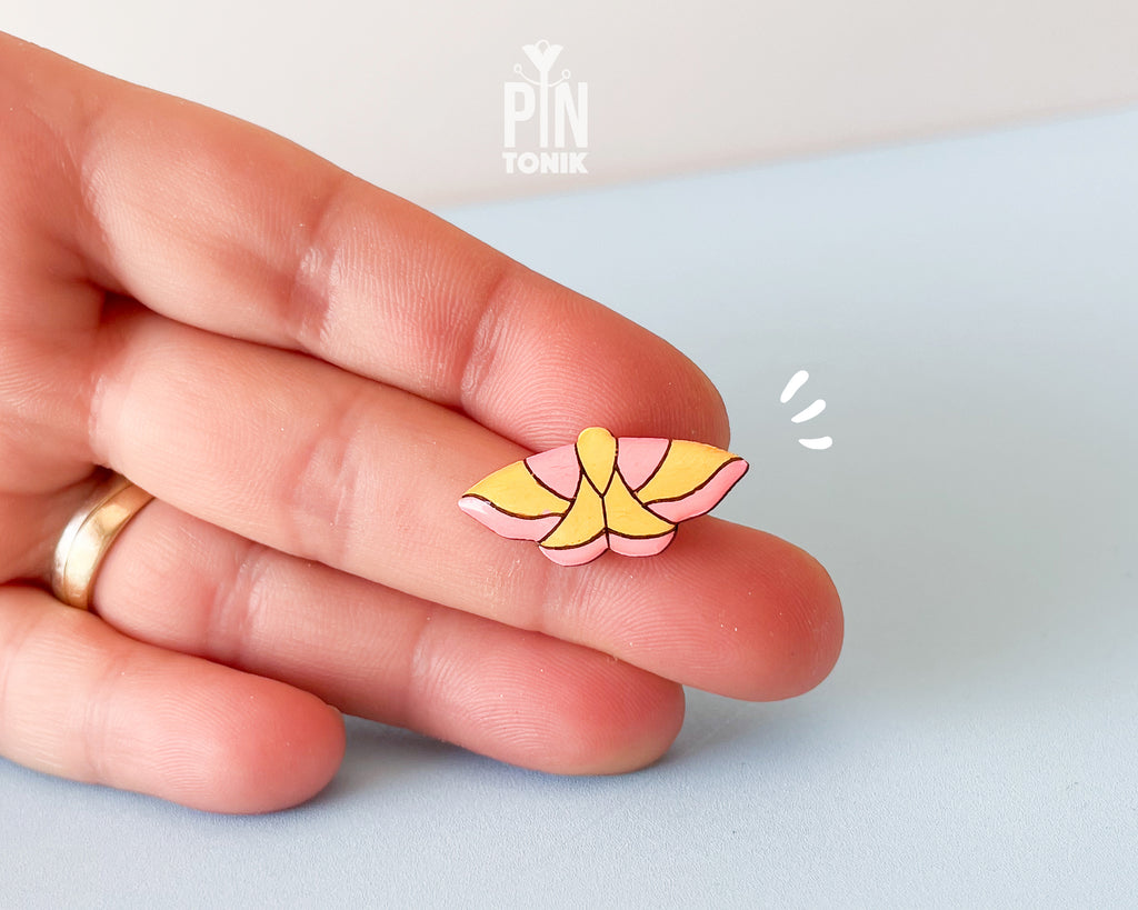 Rosy Maple Moth Pin