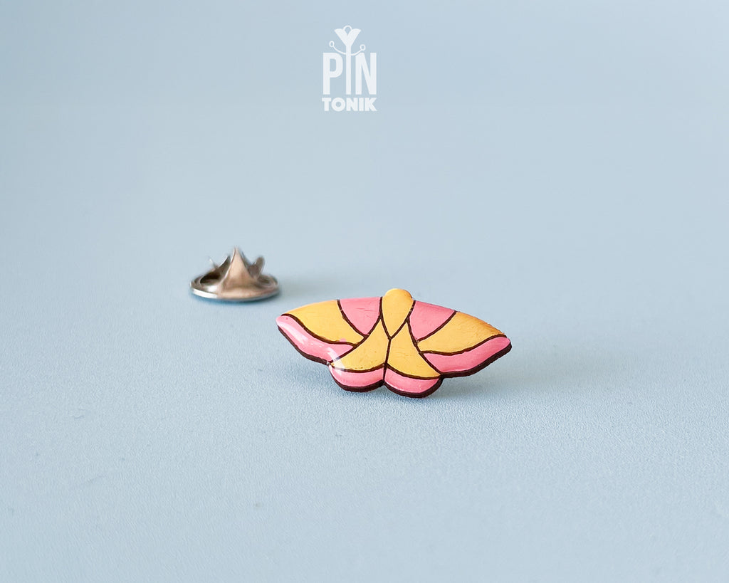 Rosy Maple Moth Pin