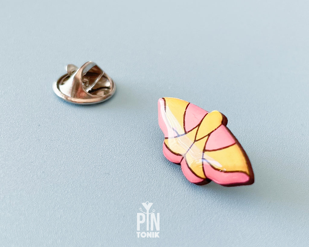 Rosy Maple Moth Pin