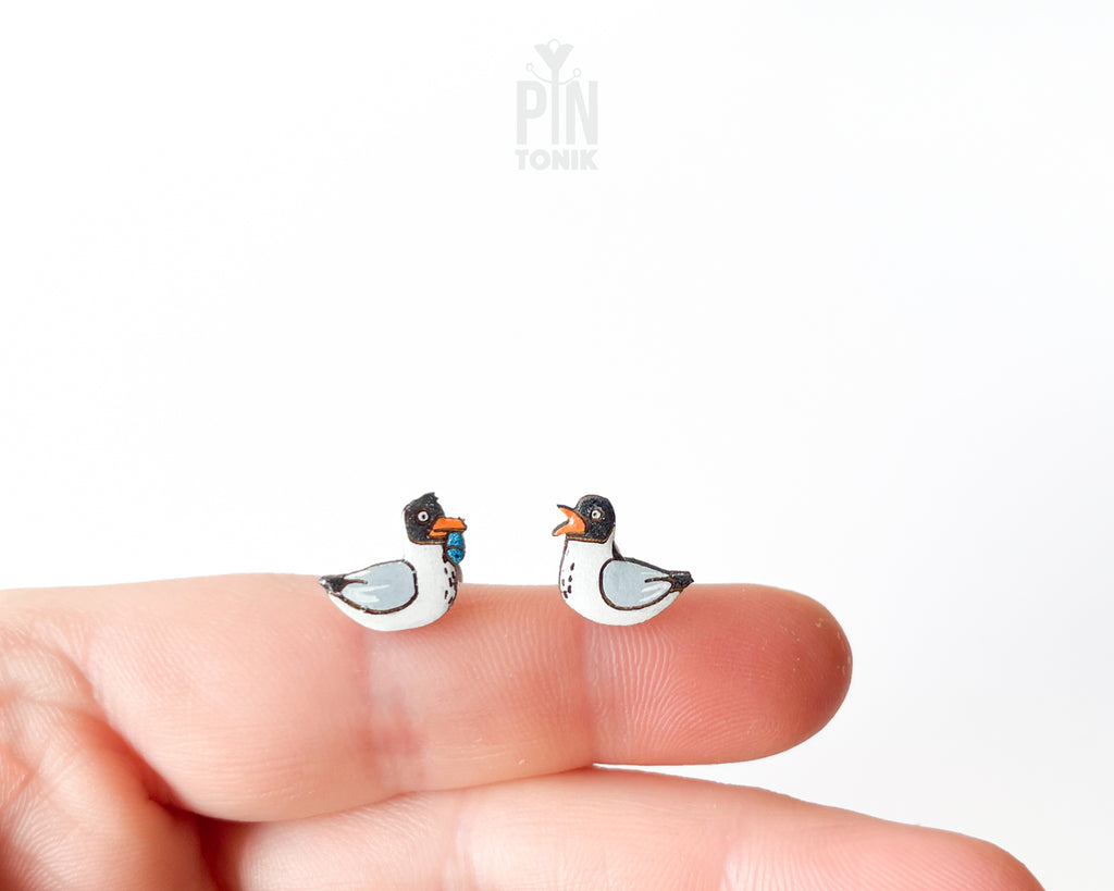 Mismatched North Sea Seagull Stud Earrings