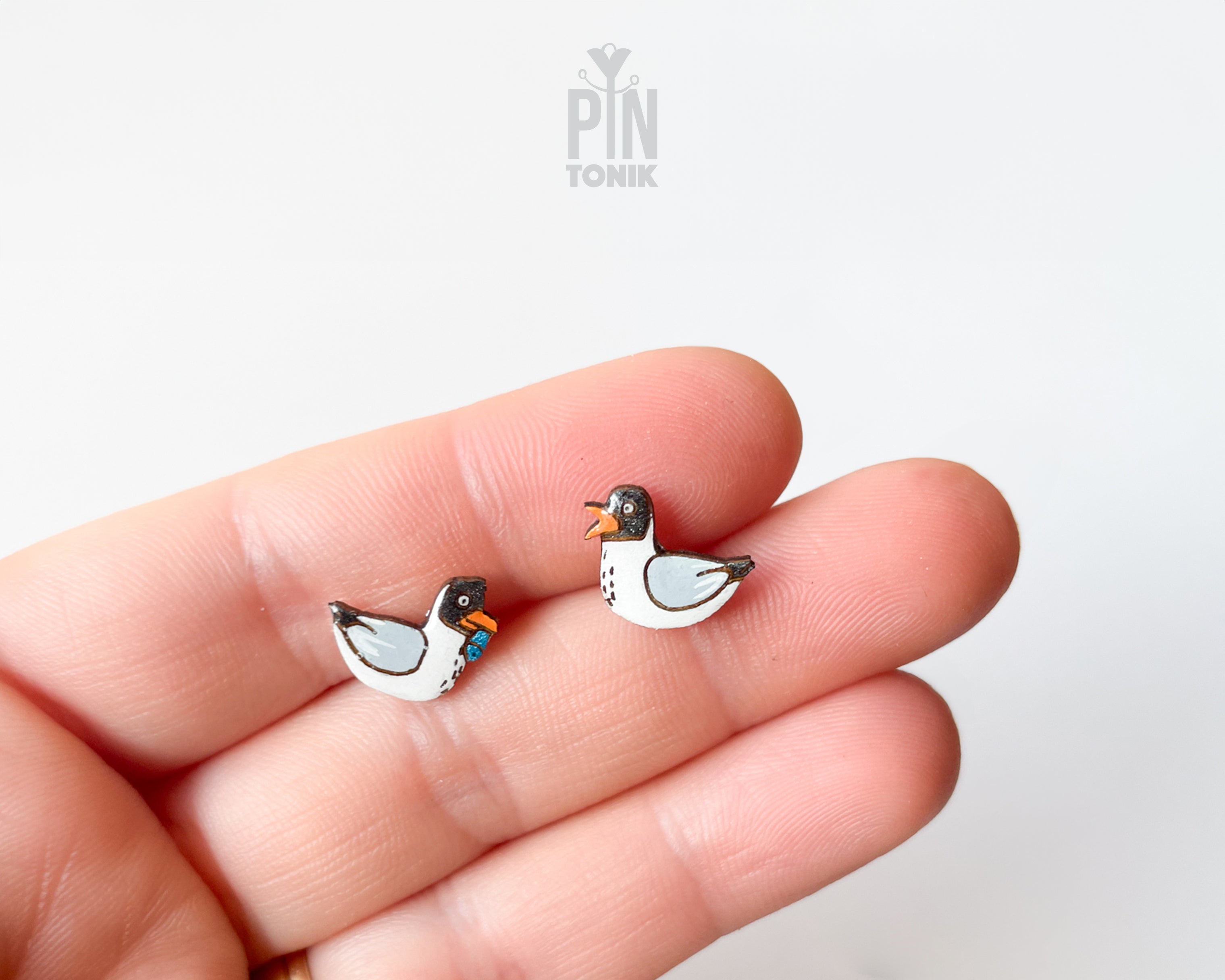 Mismatched North Sea Seagull Stud Earrings