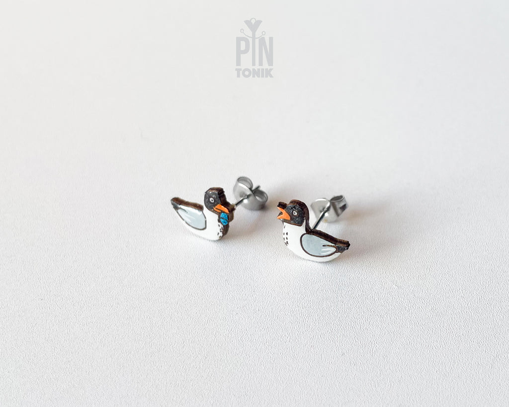 Mismatched North Sea Seagull Stud Earrings