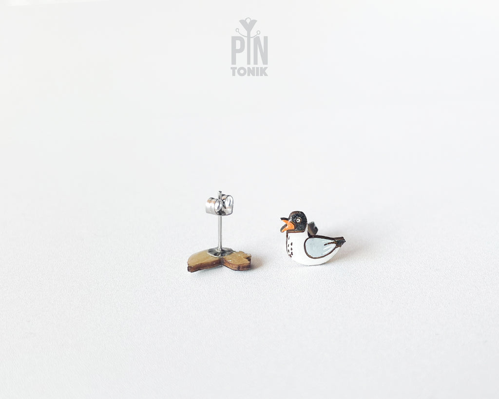 Mismatched North Sea Seagull Stud Earrings