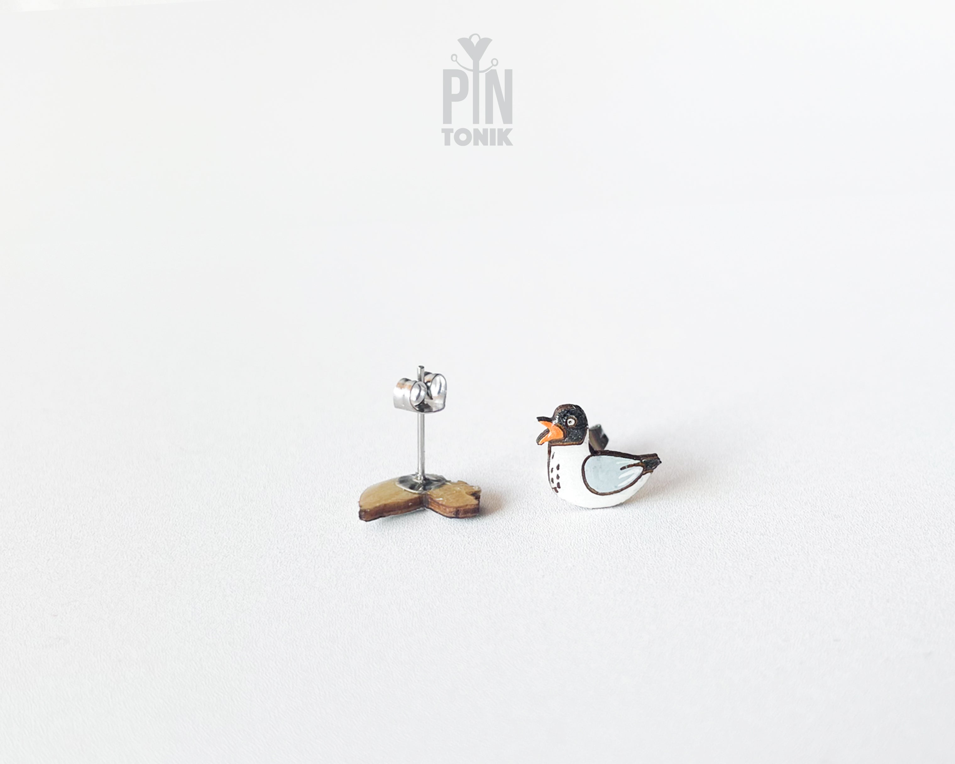 Mismatched North Sea Seagull Stud Earrings