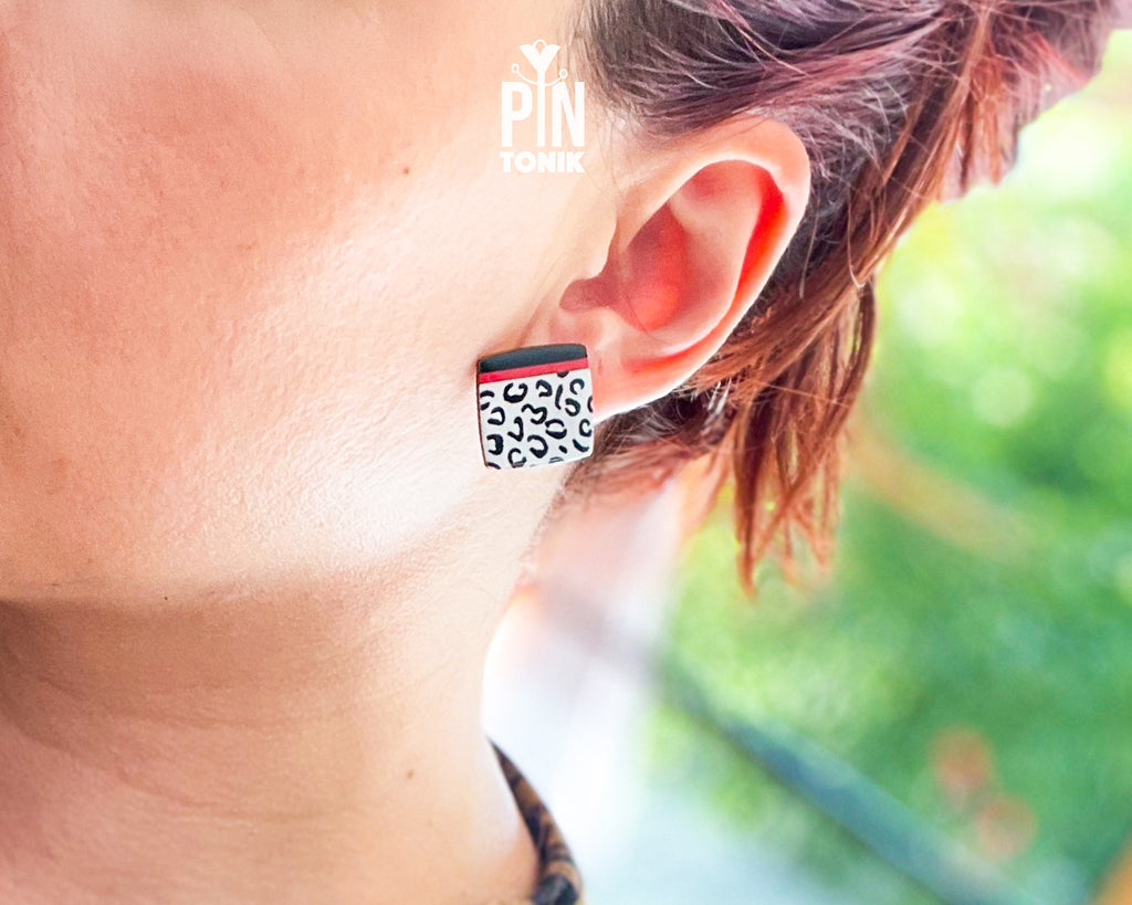 Snow Leopard Square Studs