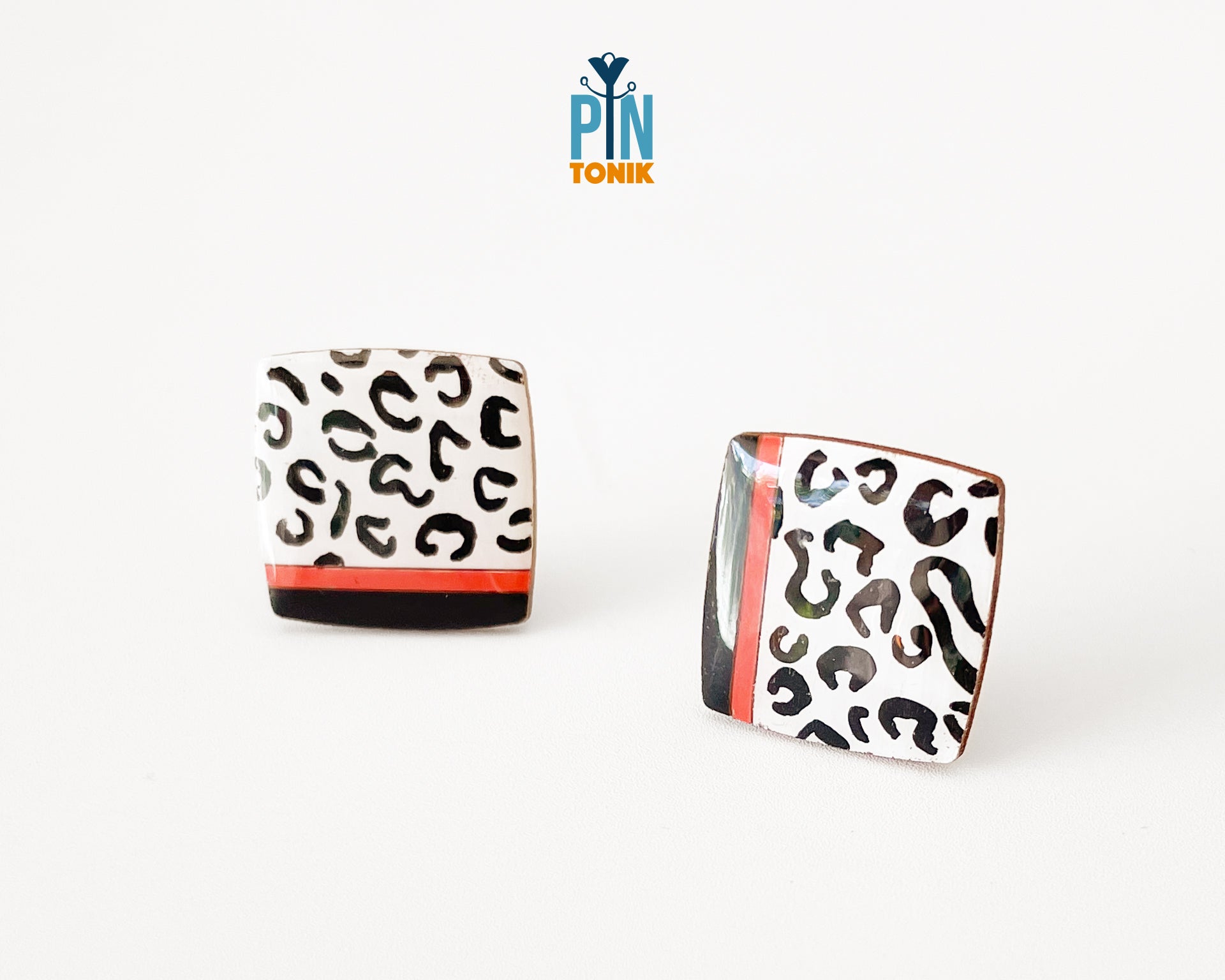 Snow Leopard Square Studs