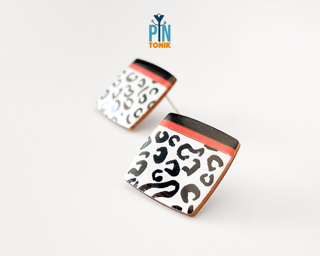 Snow Leopard Square Studs