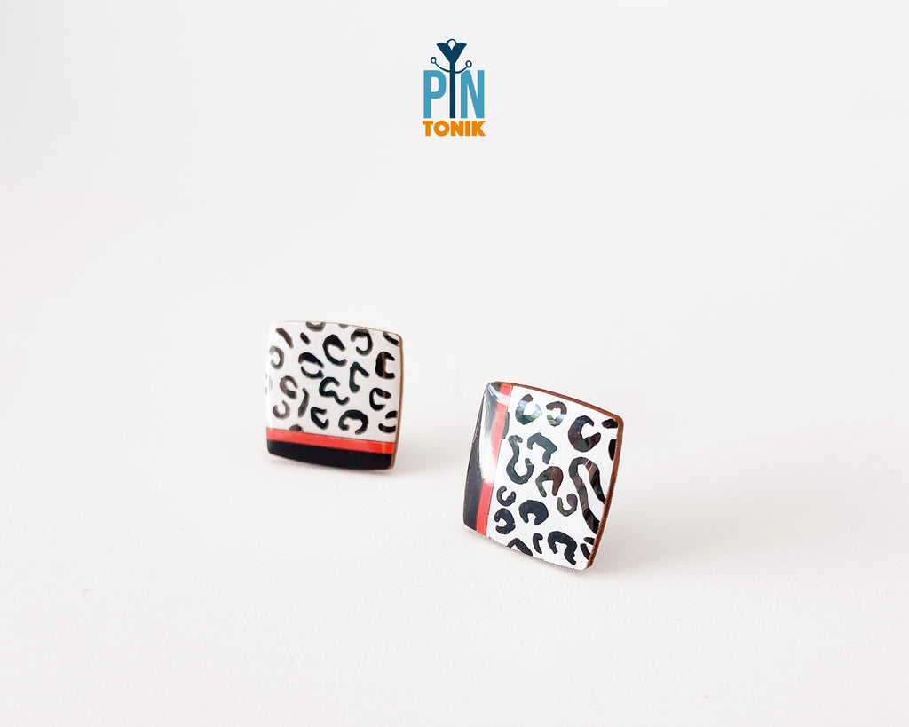 Snow Leopard Square Studs