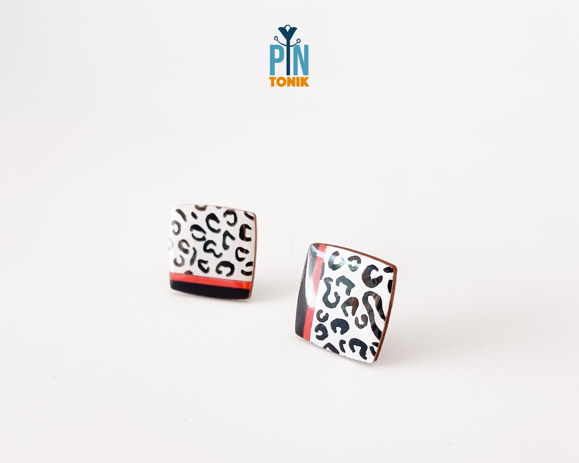 Snow Leopard Square Studs