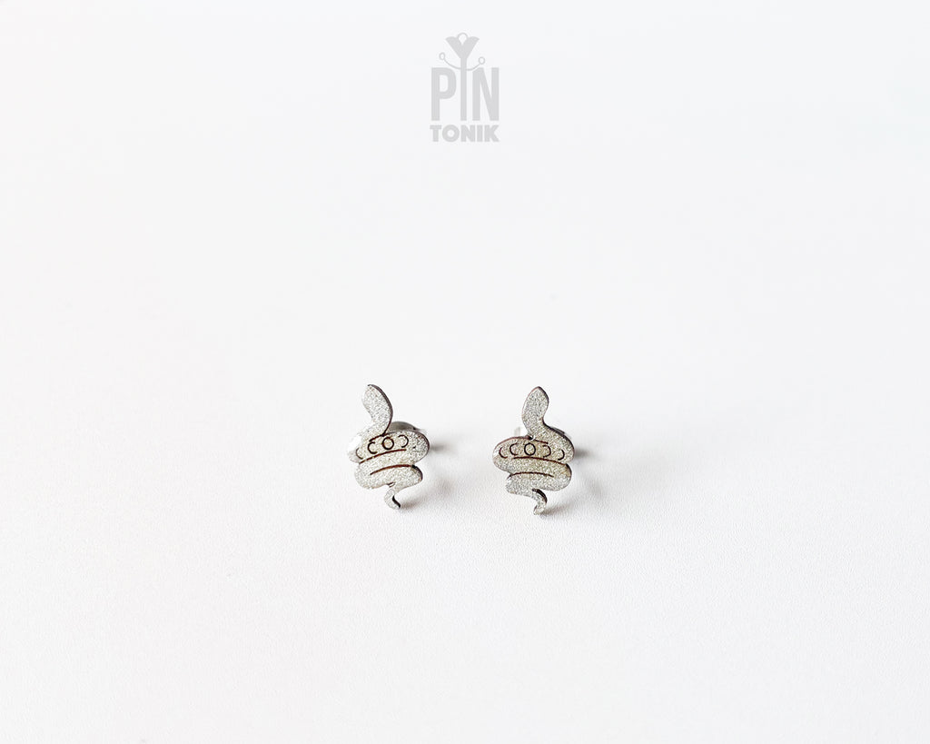 Silver Snake Stud Earrings