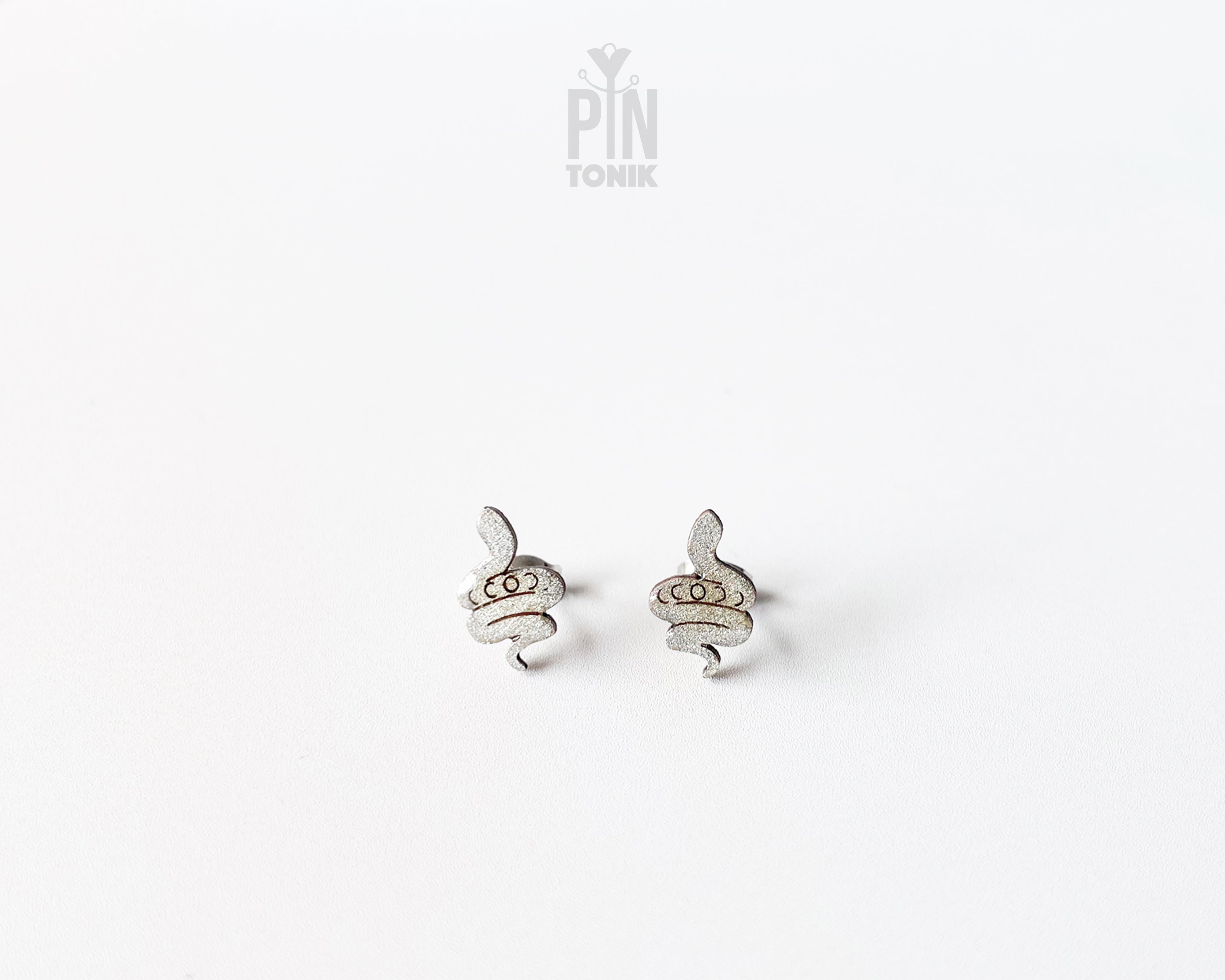 Silver Snake Stud Earrings