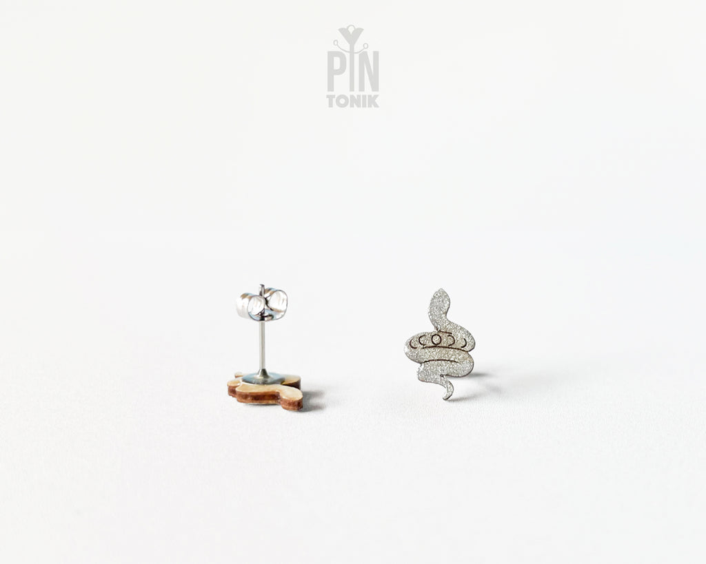 Silver Snake Stud Earrings