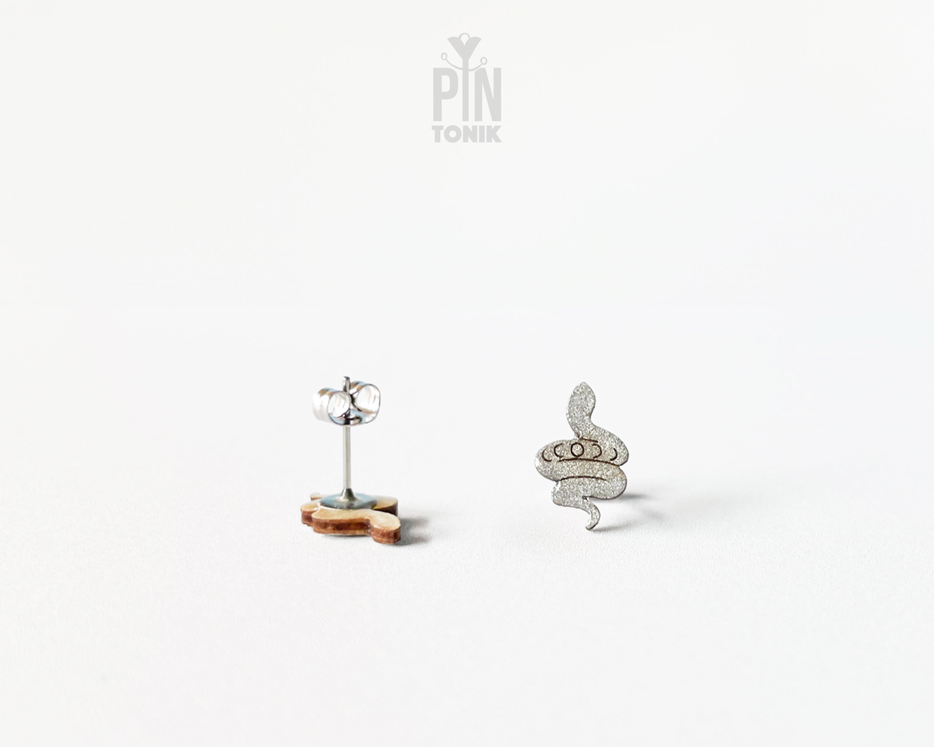 Silver Snake Stud Earrings