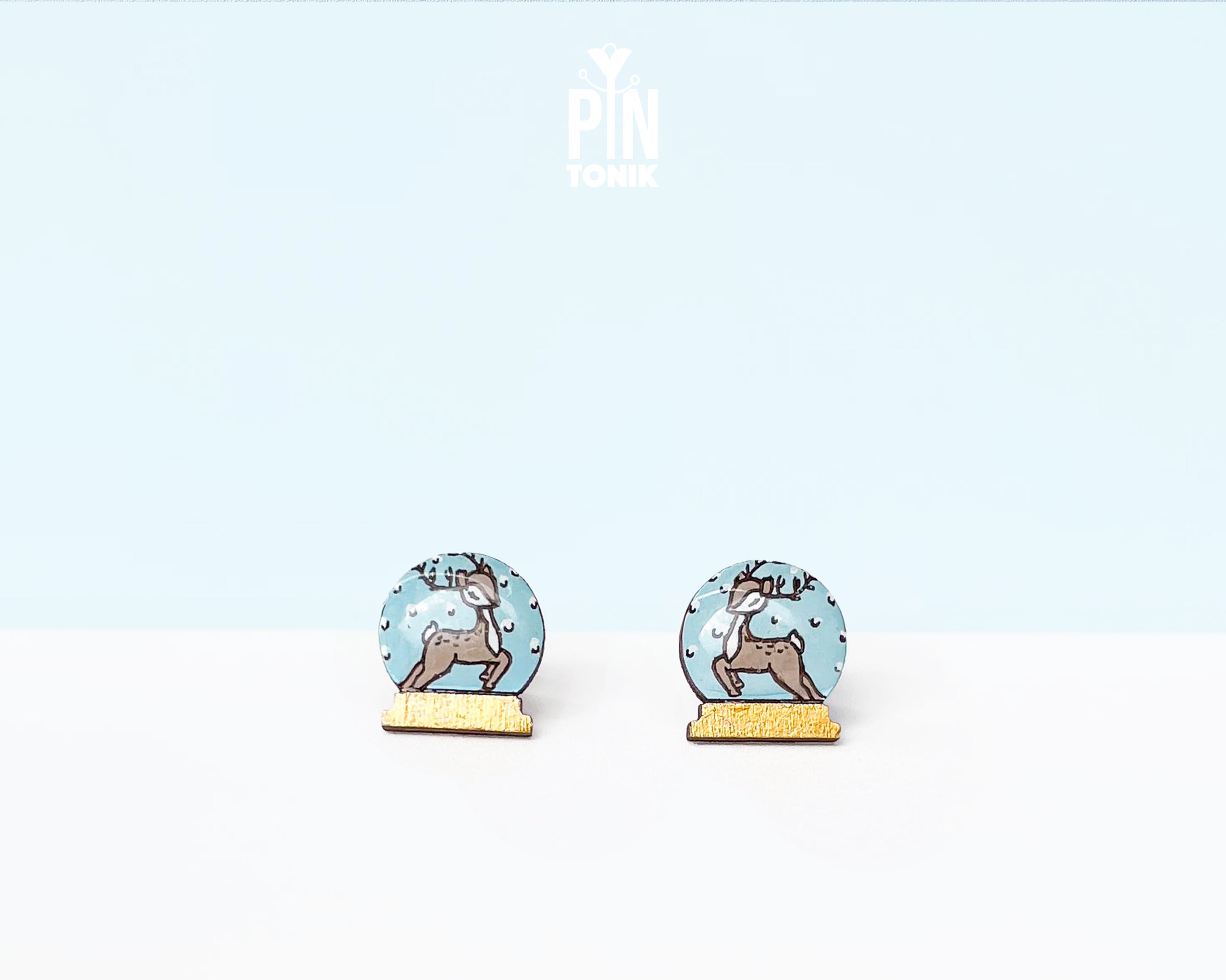 Reindeer in Snow Globe Studs