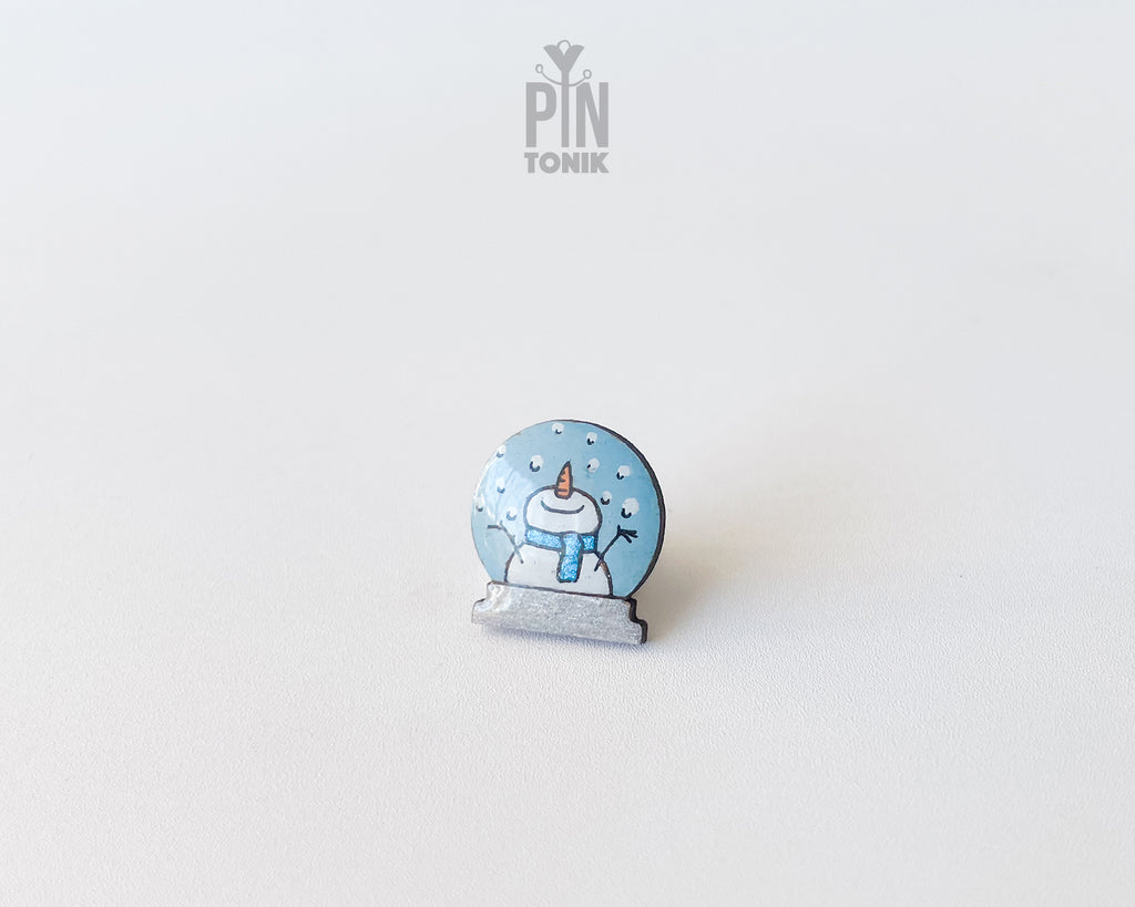Snow Globe with Snowman Pin