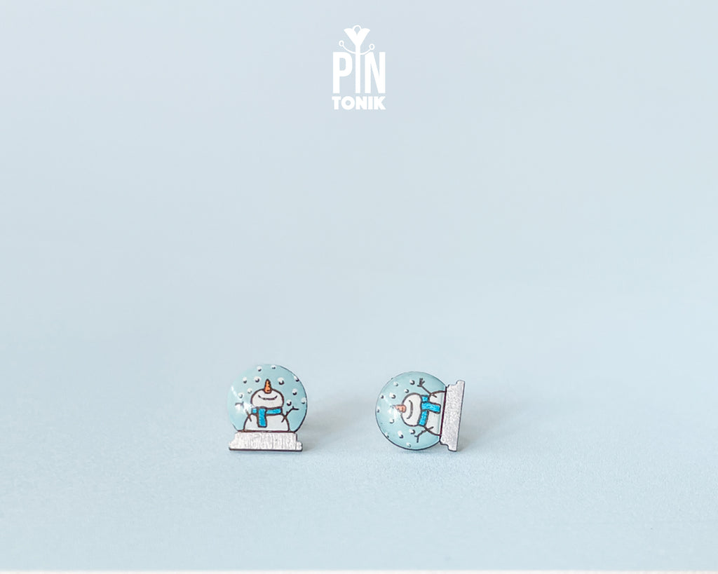 Snowman in Snow Globe Studs