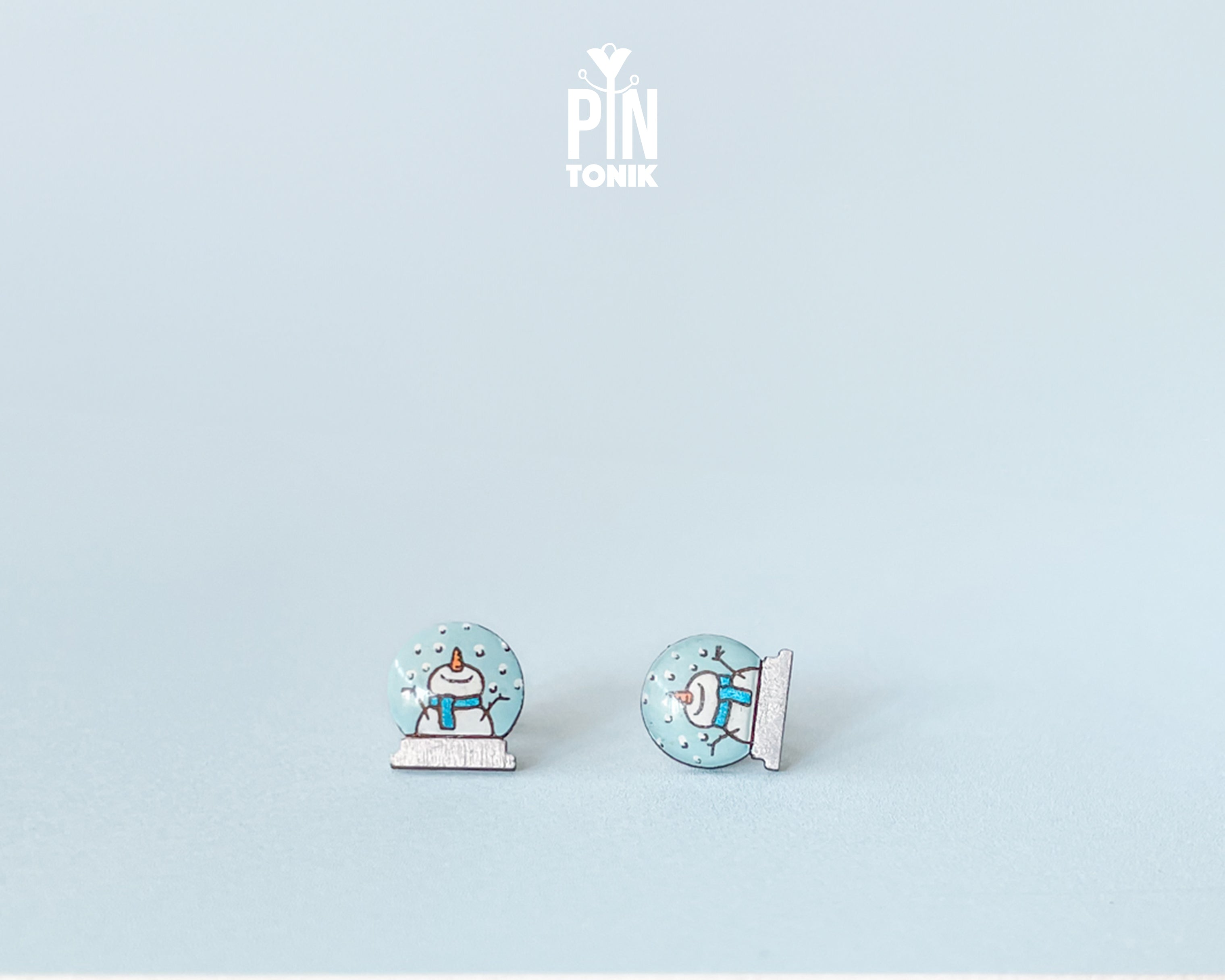 Snowman in Snow Globe Studs