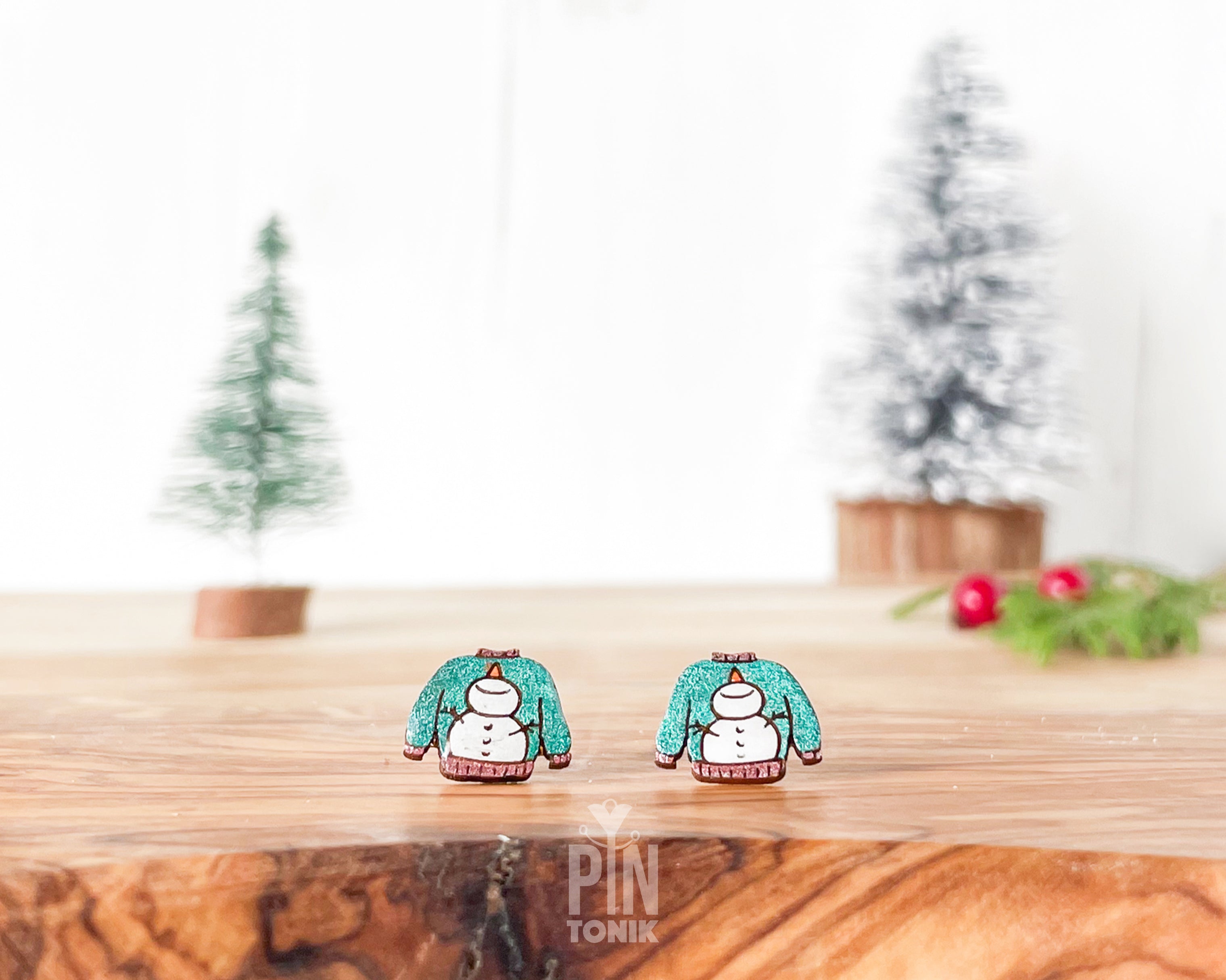 Snowman Ugly Christmas Sweater Studs