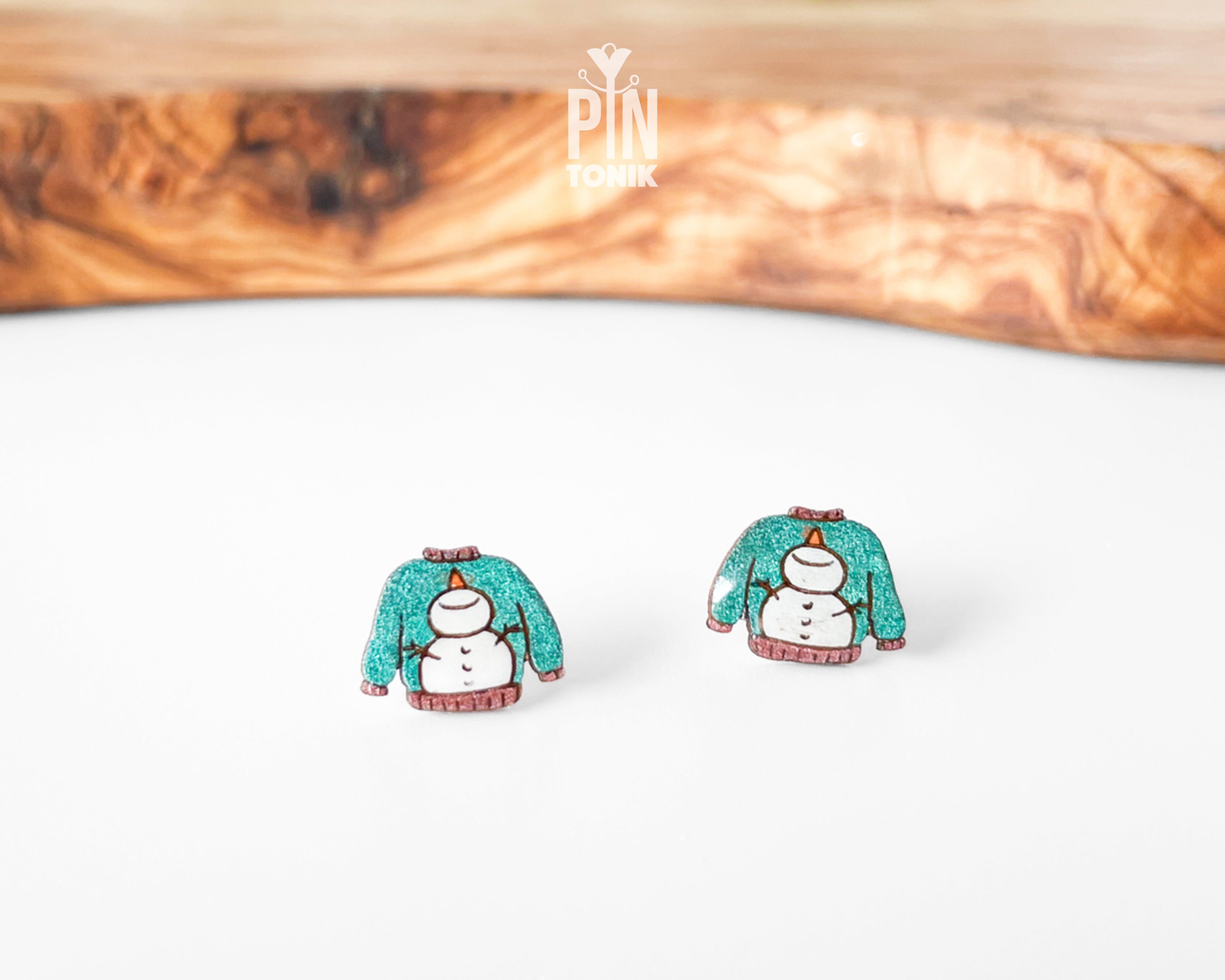 Snowman Ugly Christmas Sweater Studs