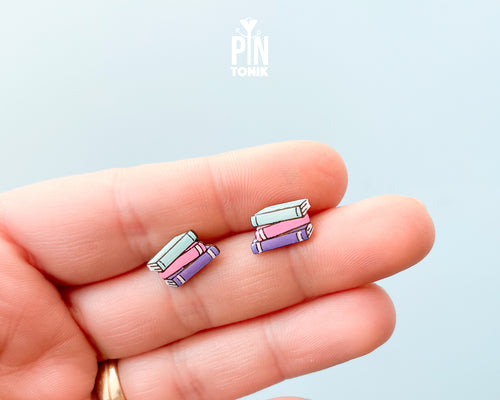 Book Stack Stud Earrings
