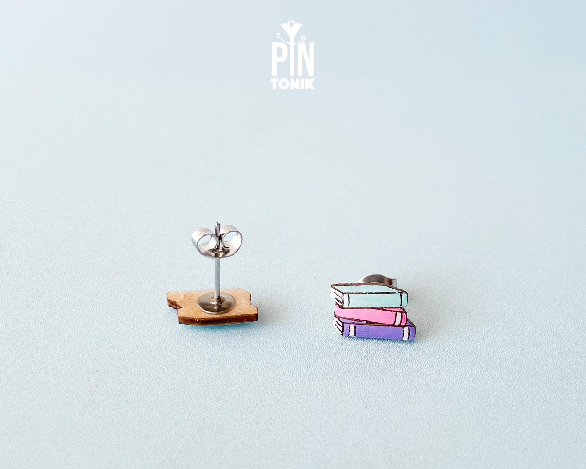 Boucles d'oreilles clous Pile de livres