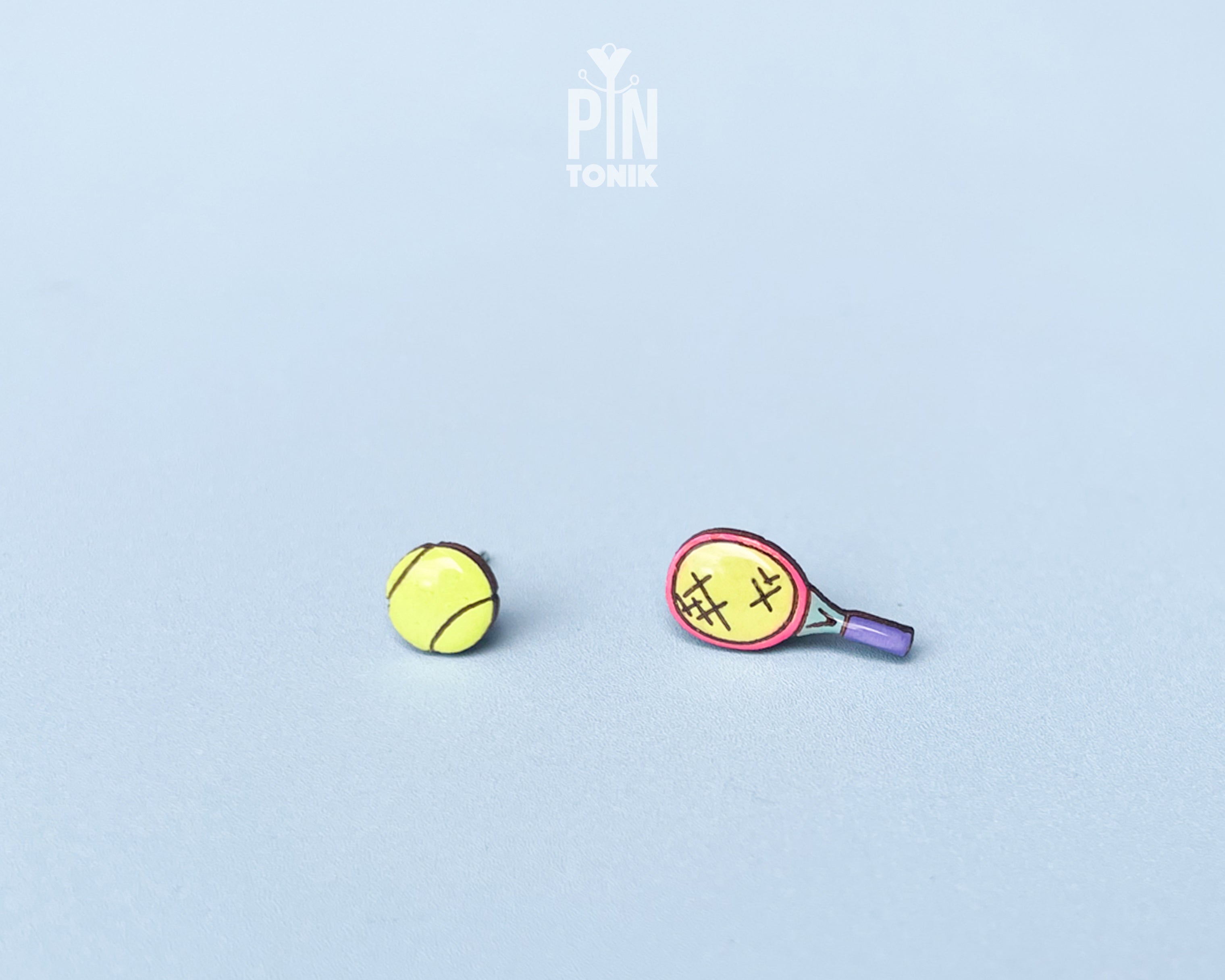 Boucles d'oreilles clous raquette de tennis