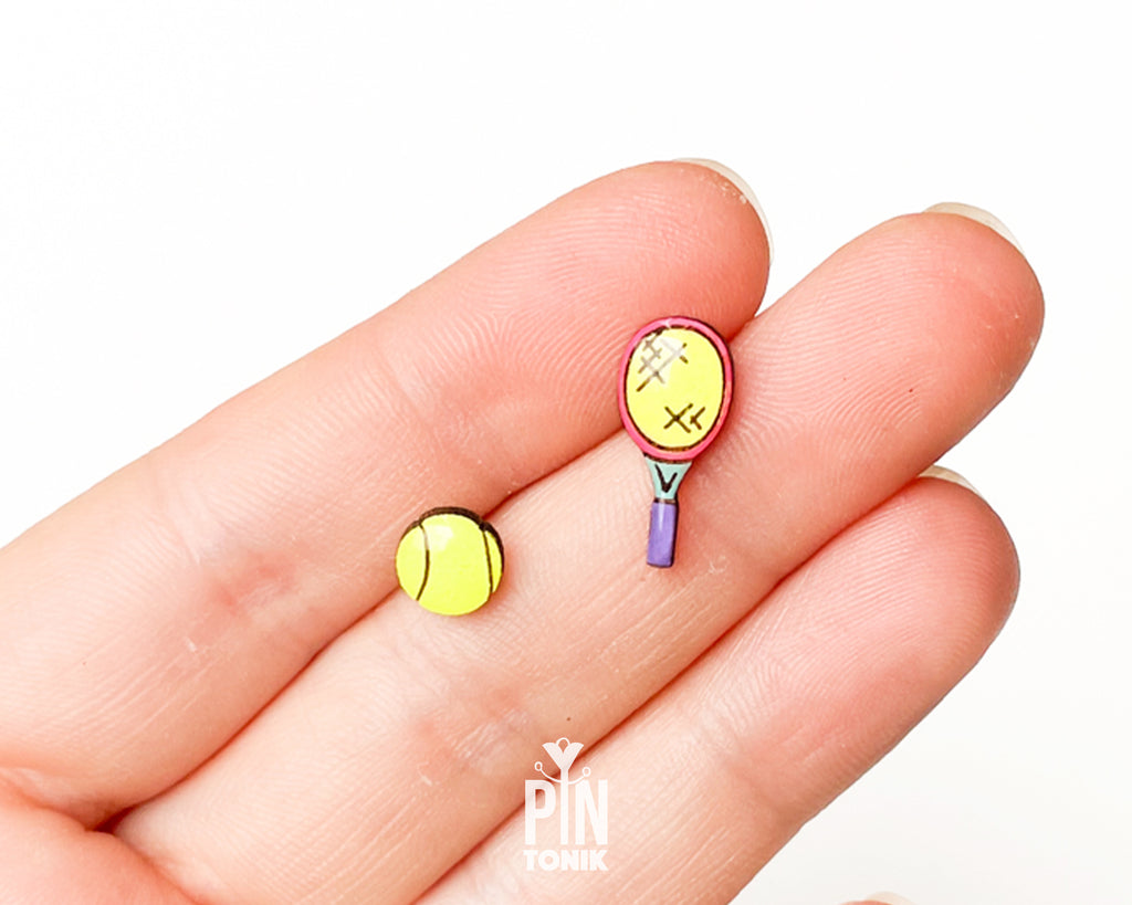 Boucles d'oreilles clous raquette de tennis