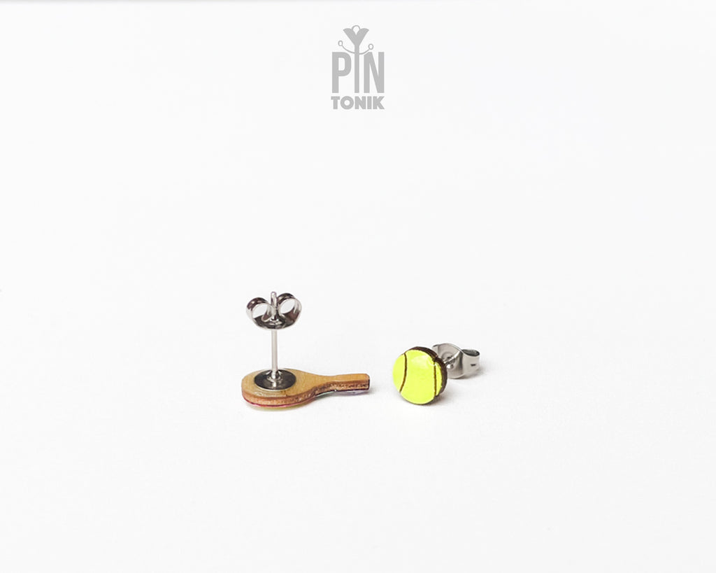 Boucles d'oreilles clous raquette de tennis