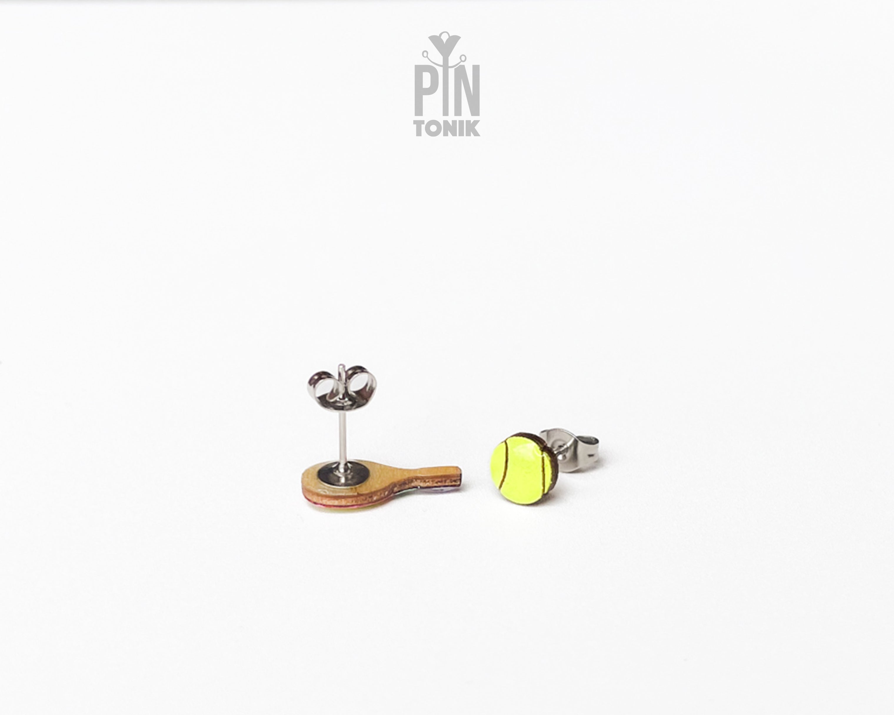 Boucles d'oreilles clous raquette de tennis