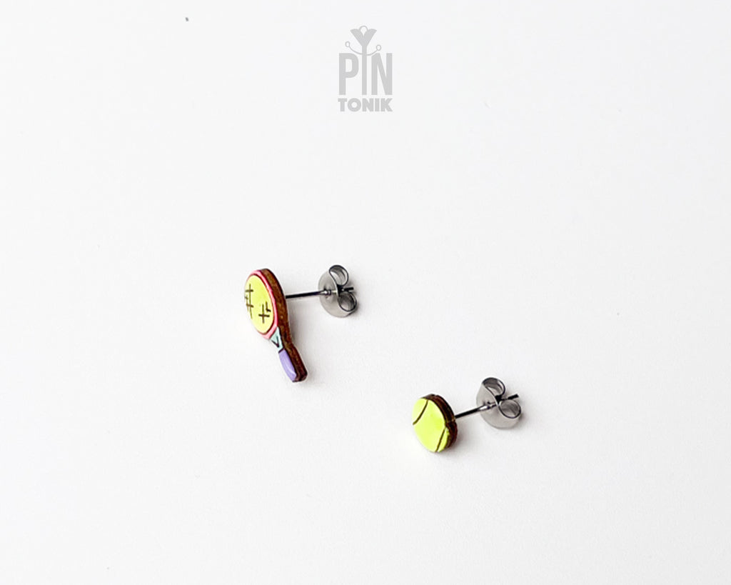 Boucles d'oreilles clous raquette de tennis